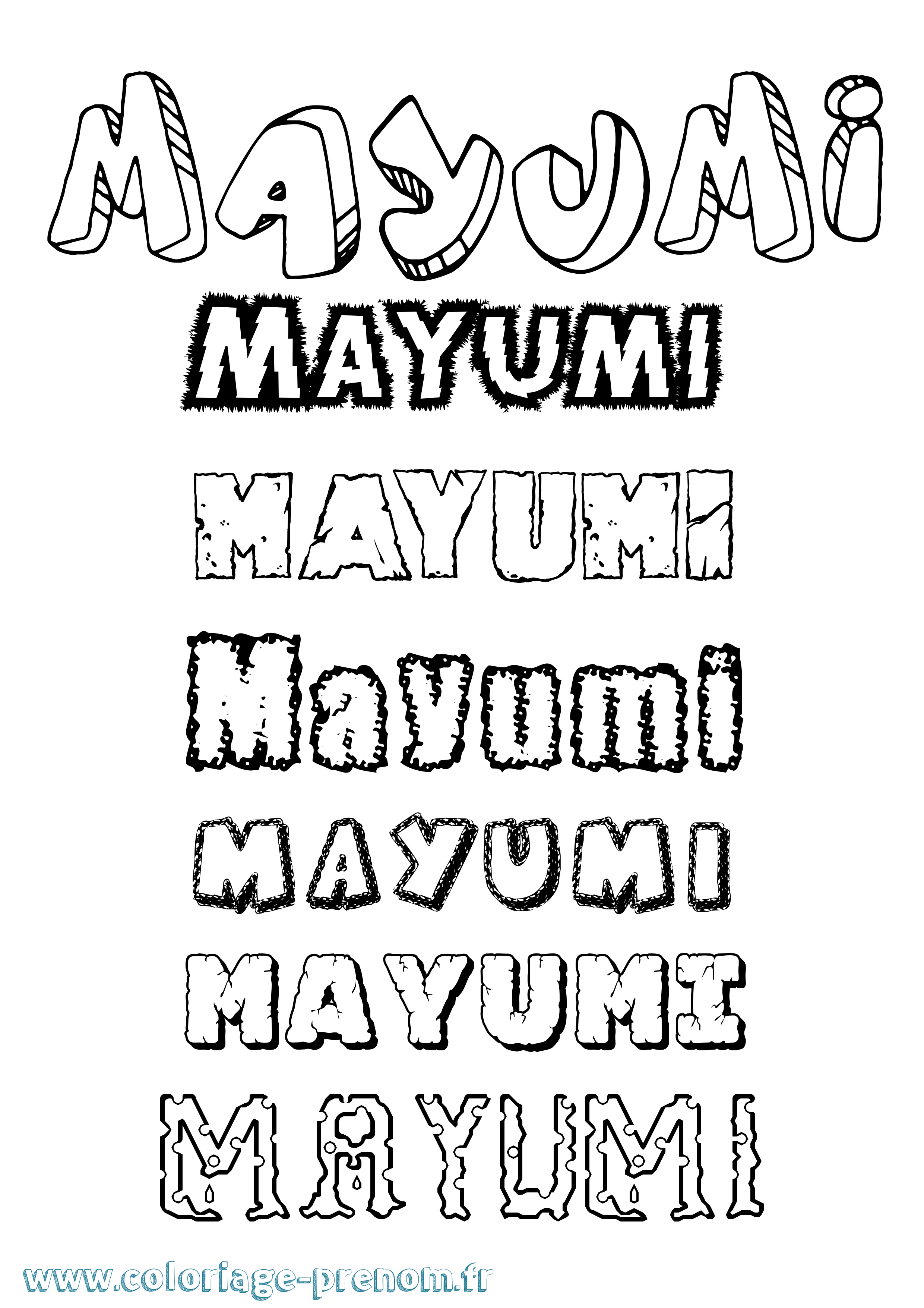 Coloriage prénom Mayumi Destructuré