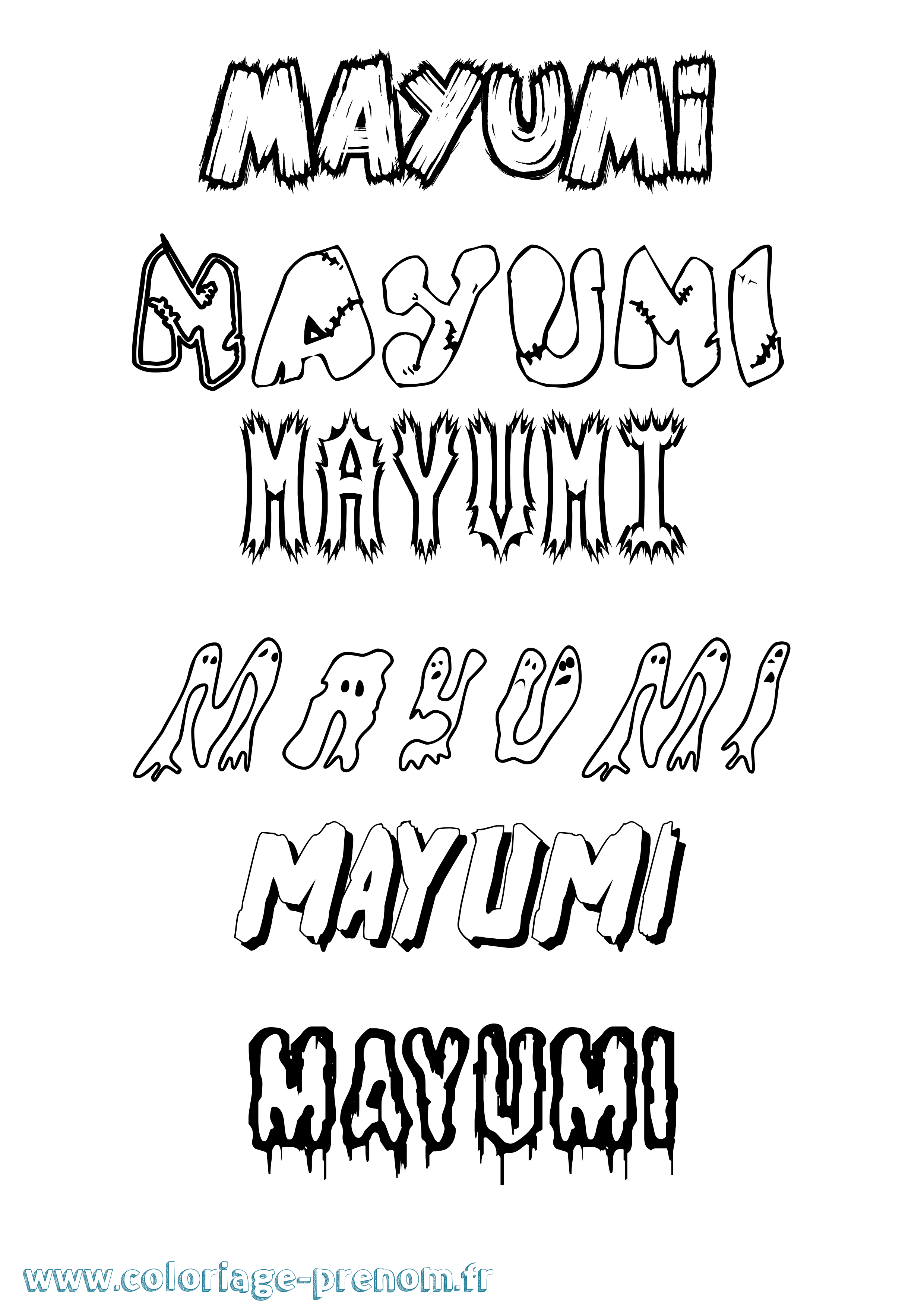 Coloriage prénom Mayumi Frisson