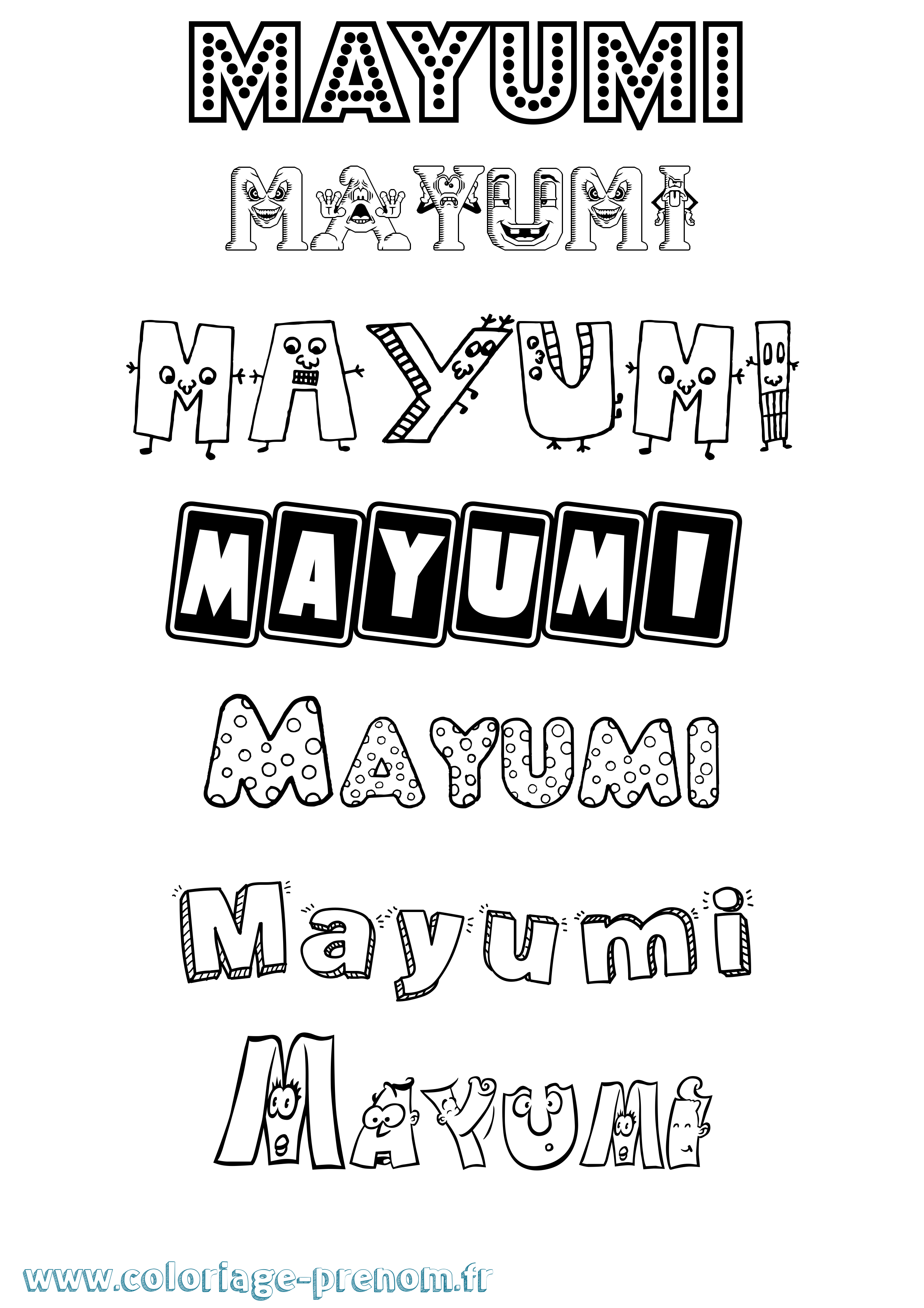 Coloriage prénom Mayumi Fun