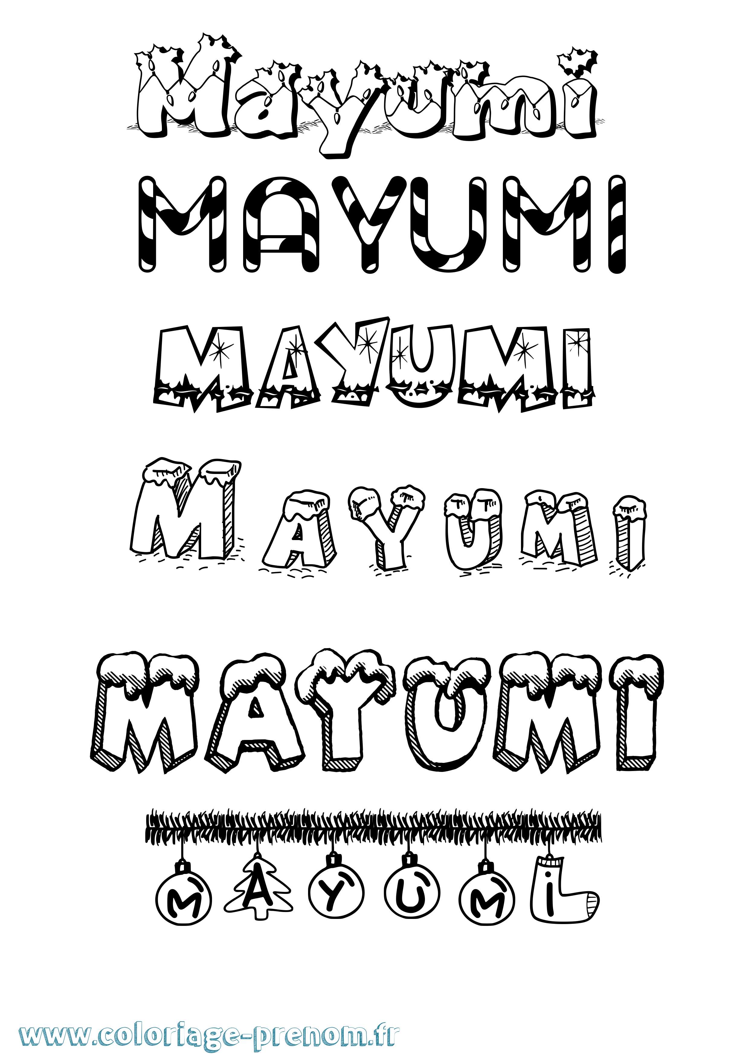 Coloriage prénom Mayumi Noël
