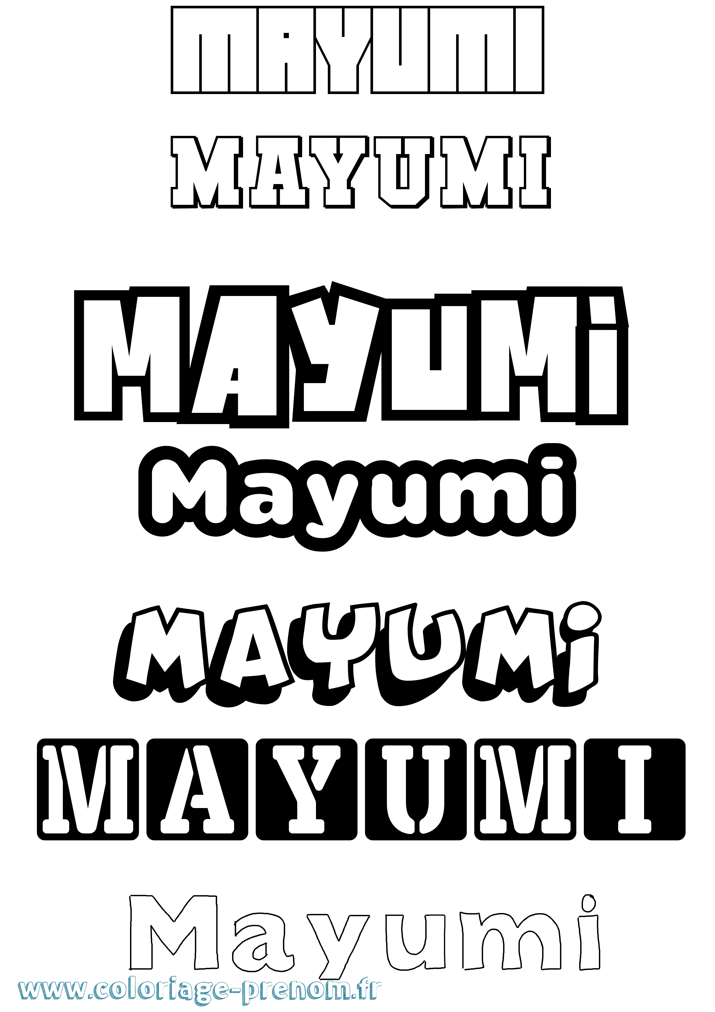 Coloriage prénom Mayumi Simple