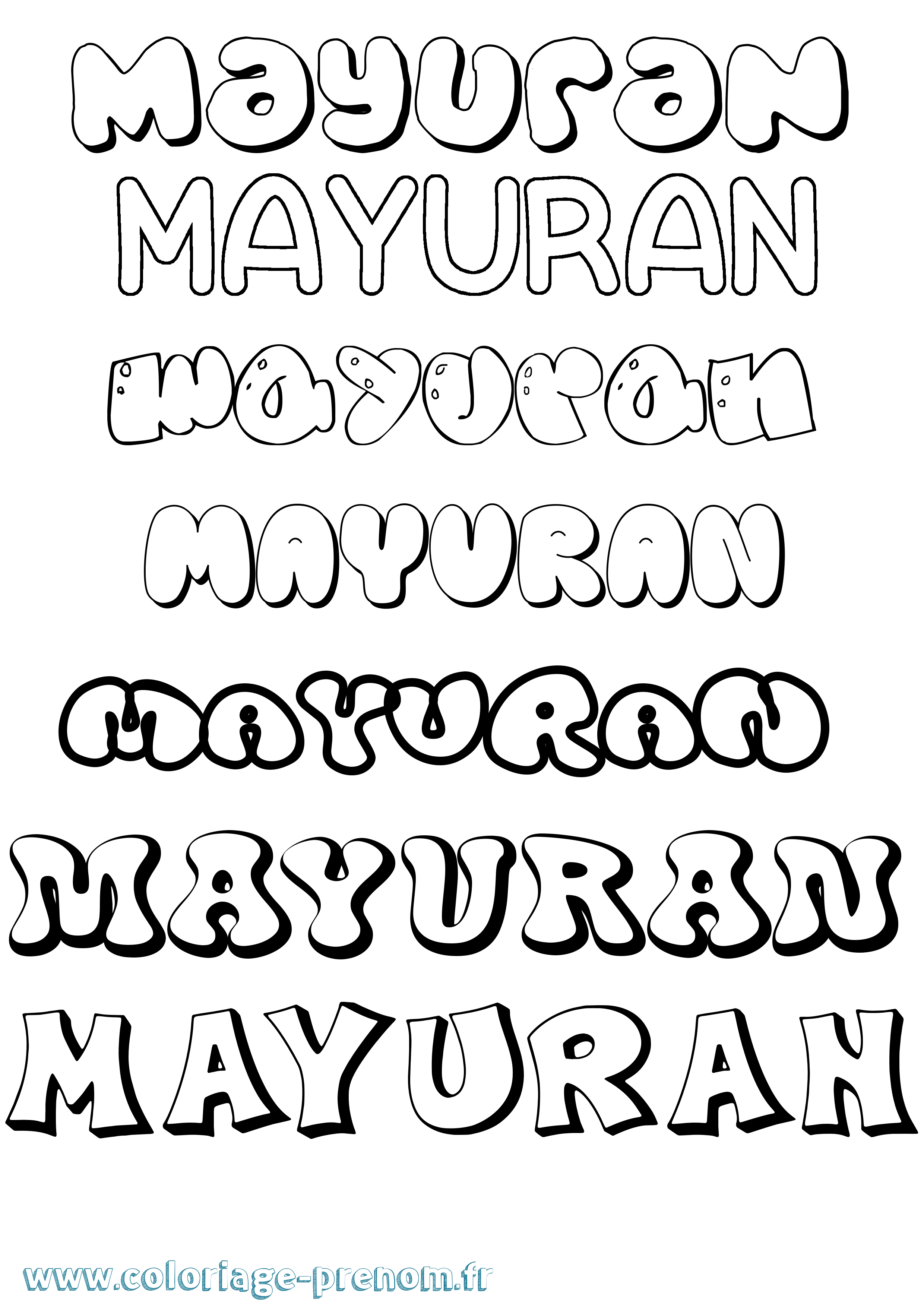 Coloriage prénom Mayuran Bubble