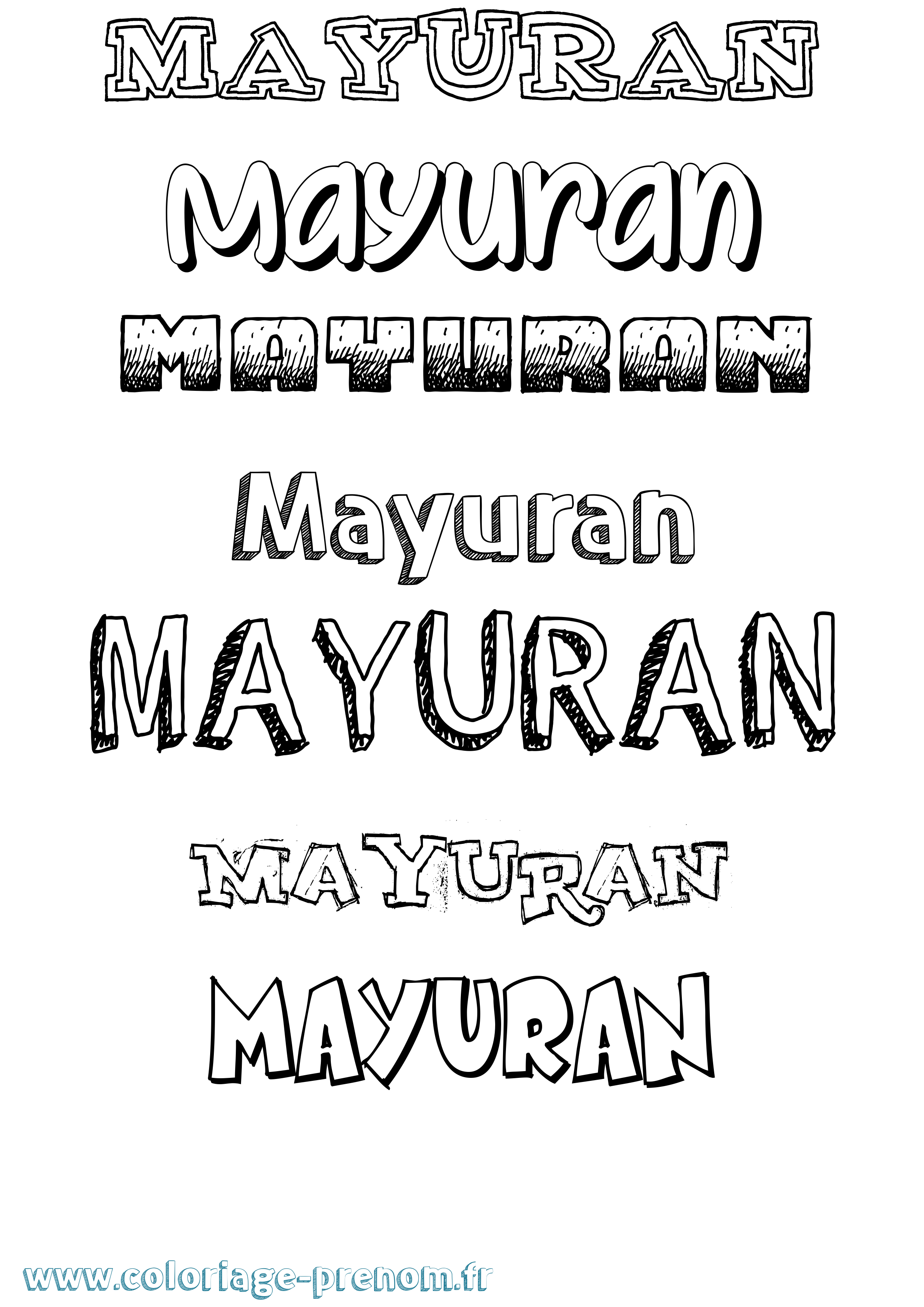 Coloriage prénom Mayuran Dessiné