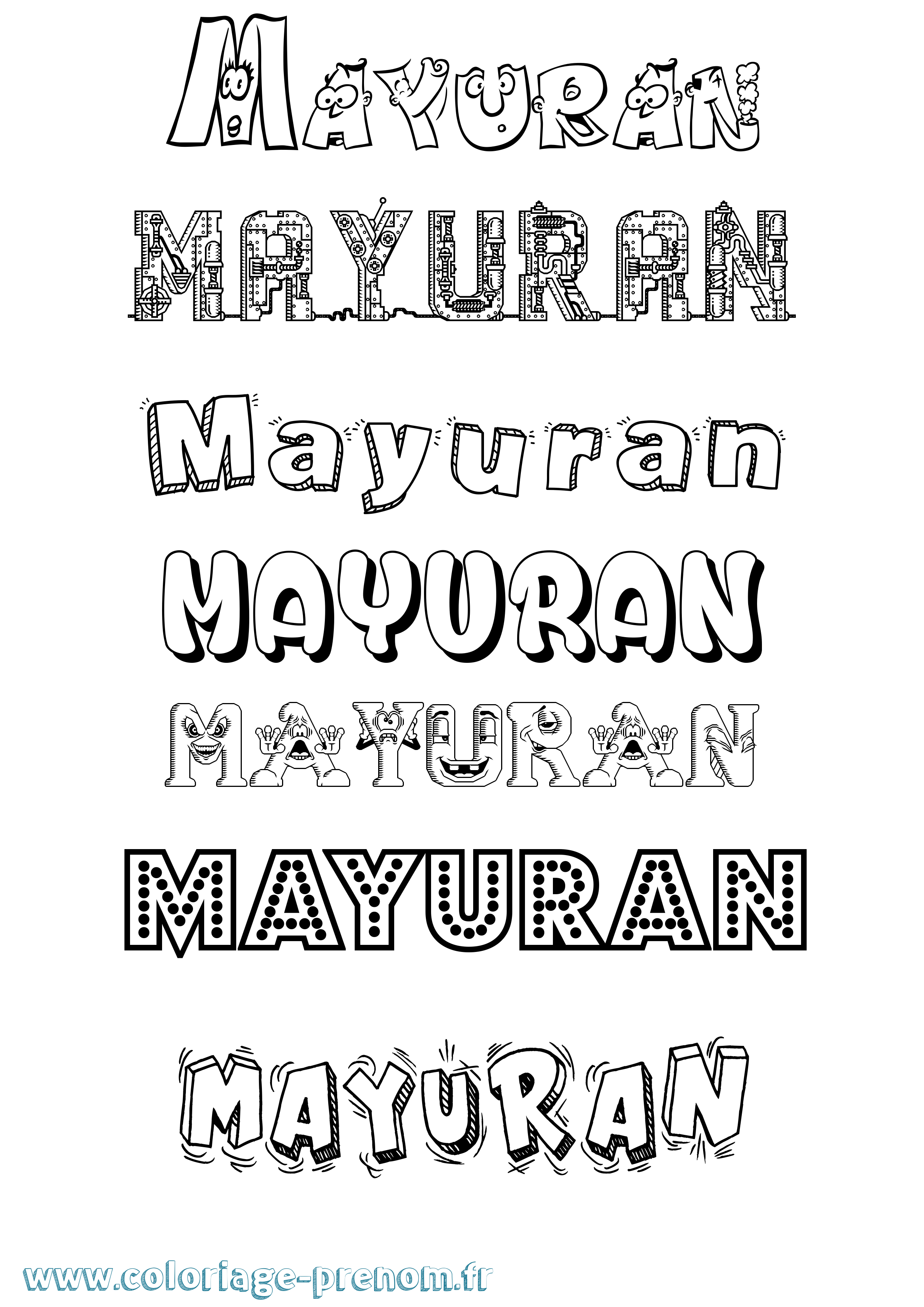 Coloriage prénom Mayuran Fun