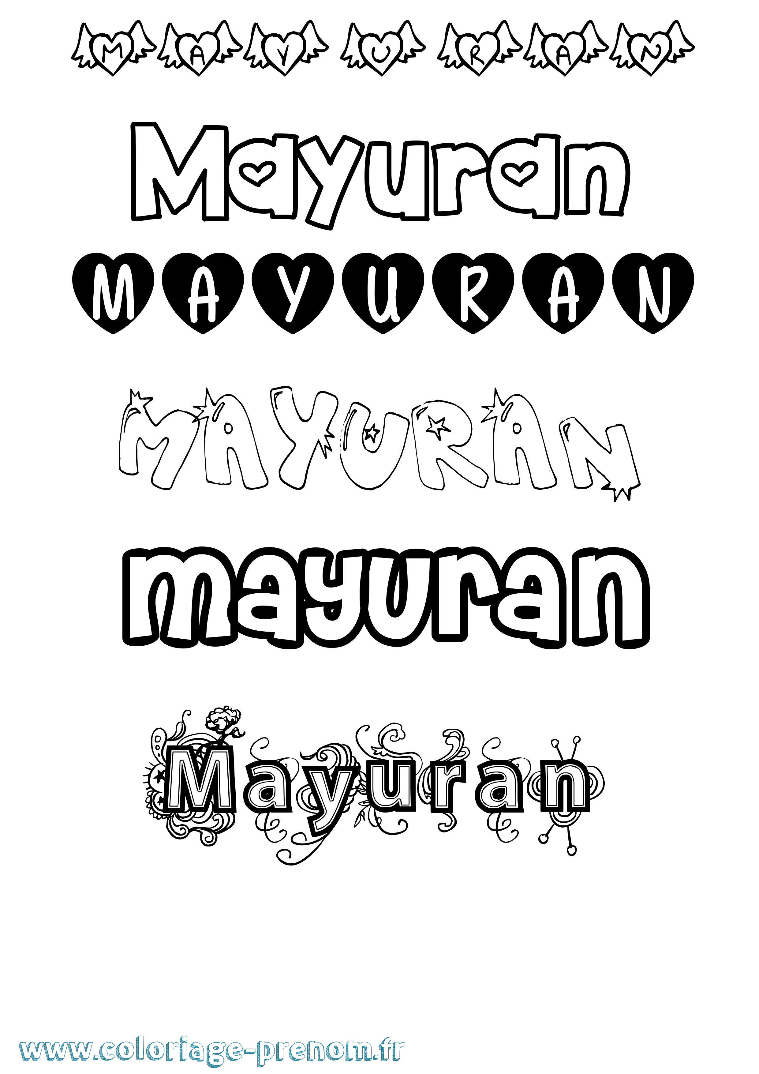 Coloriage prénom Mayuran Girly