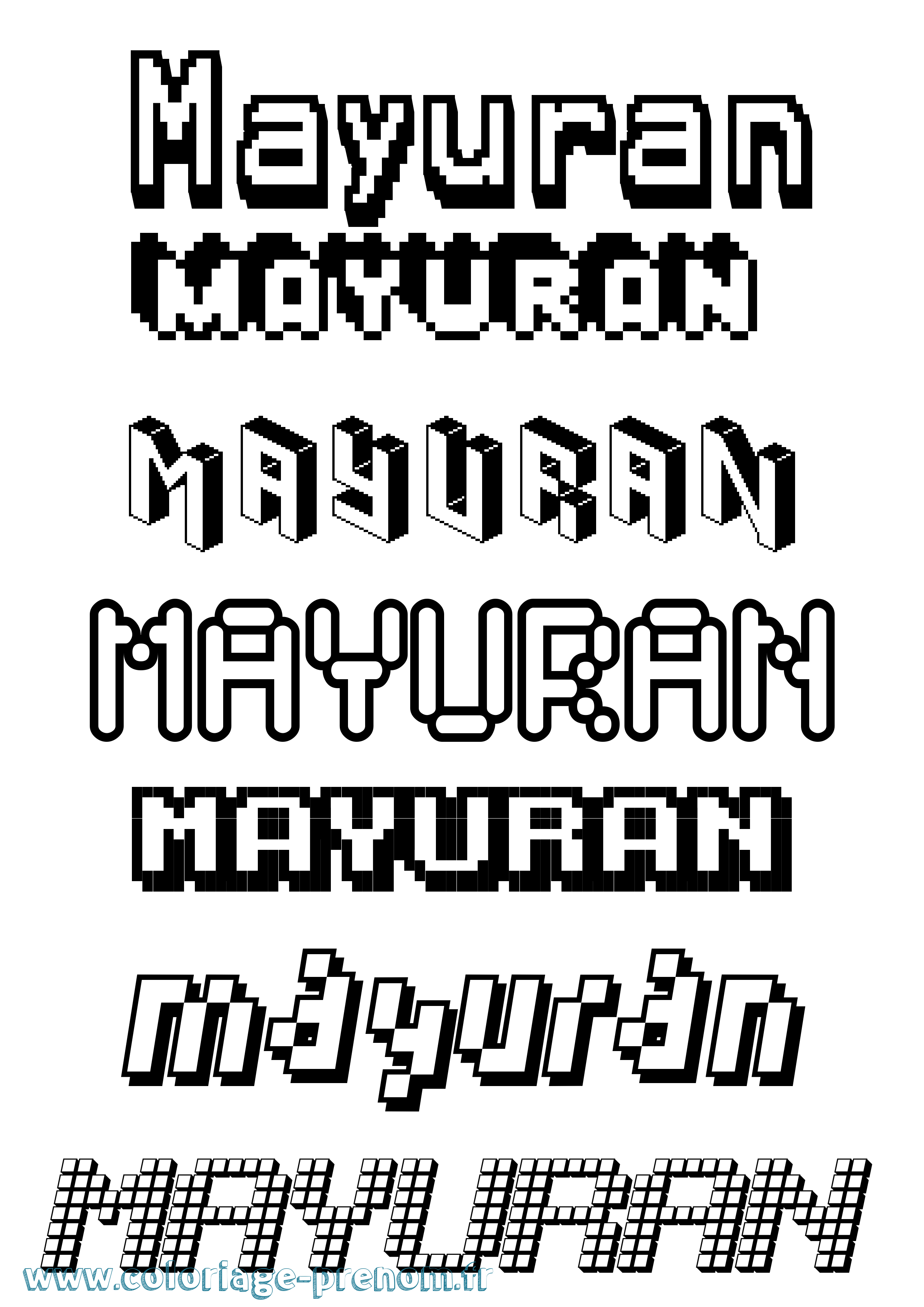 Coloriage prénom Mayuran Pixel