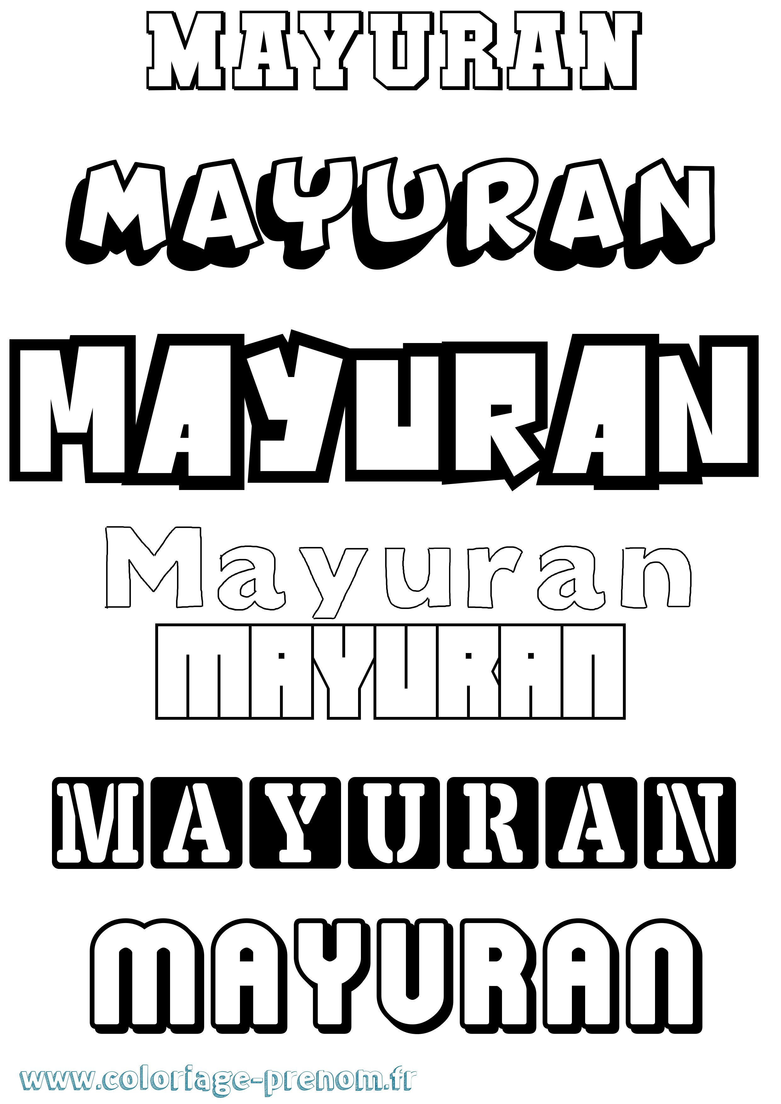 Coloriage prénom Mayuran Simple