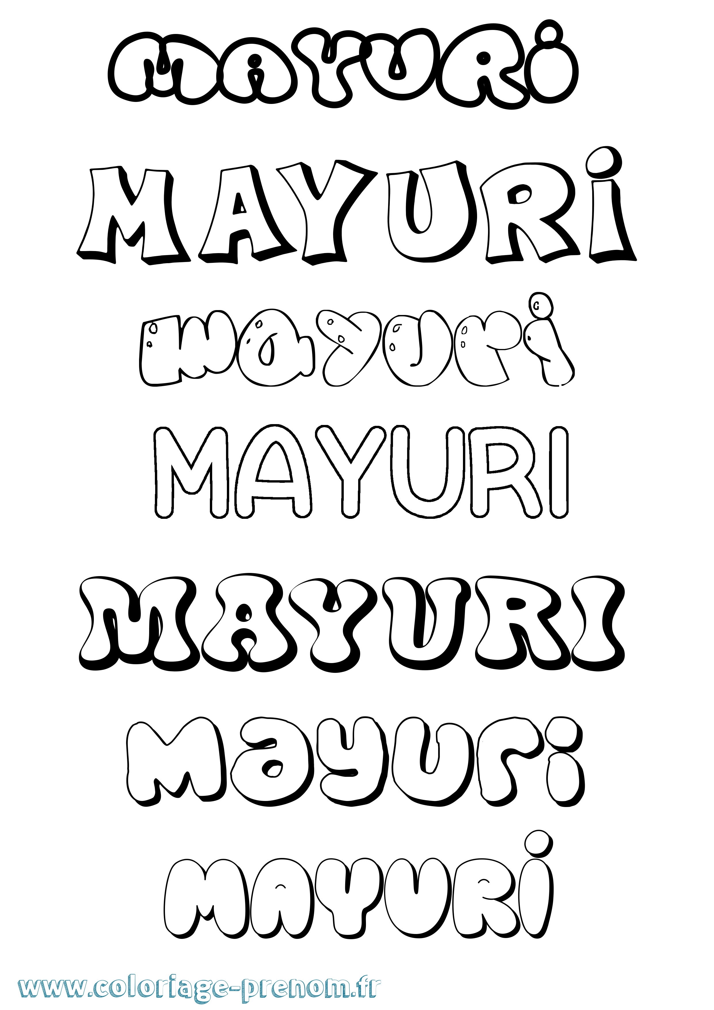 Coloriage prénom Mayuri Bubble