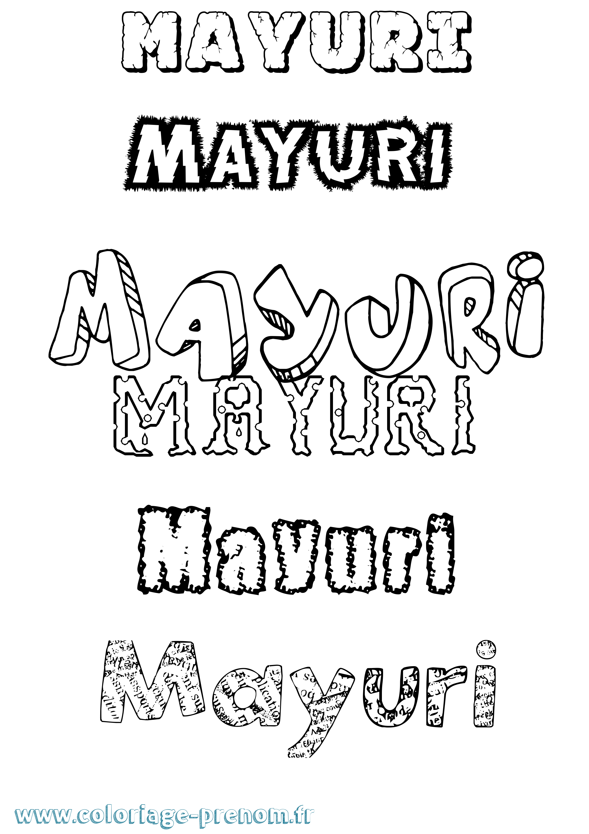 Coloriage prénom Mayuri Destructuré