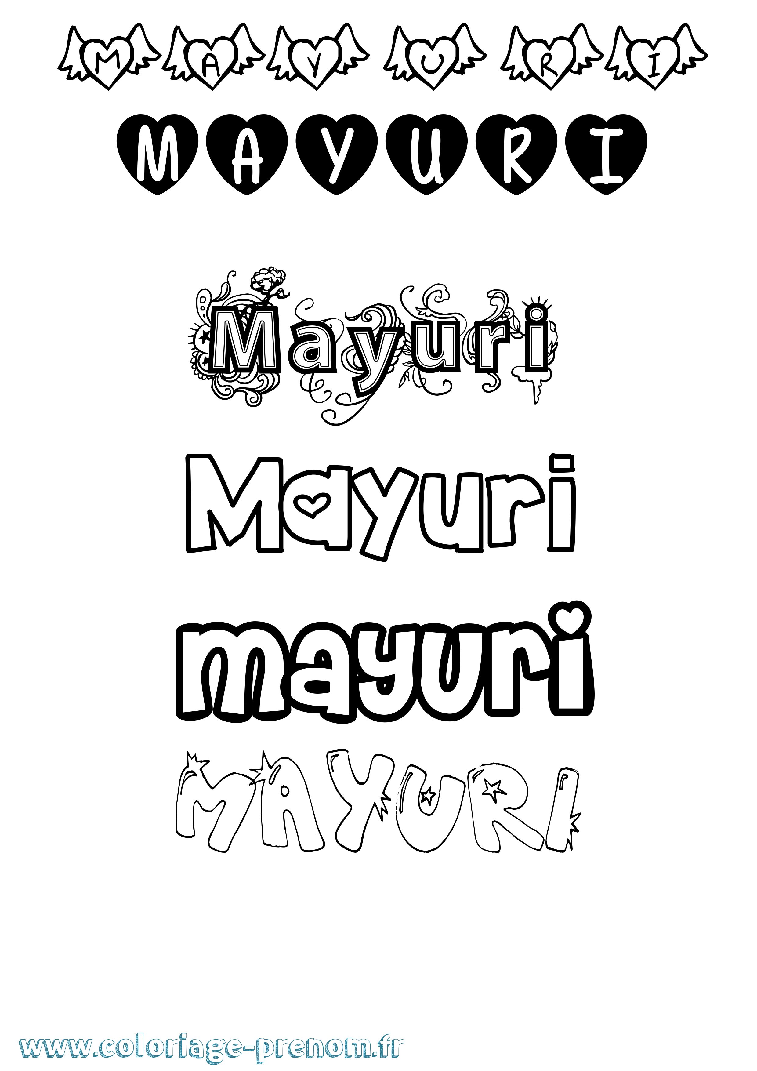 Coloriage prénom Mayuri Girly