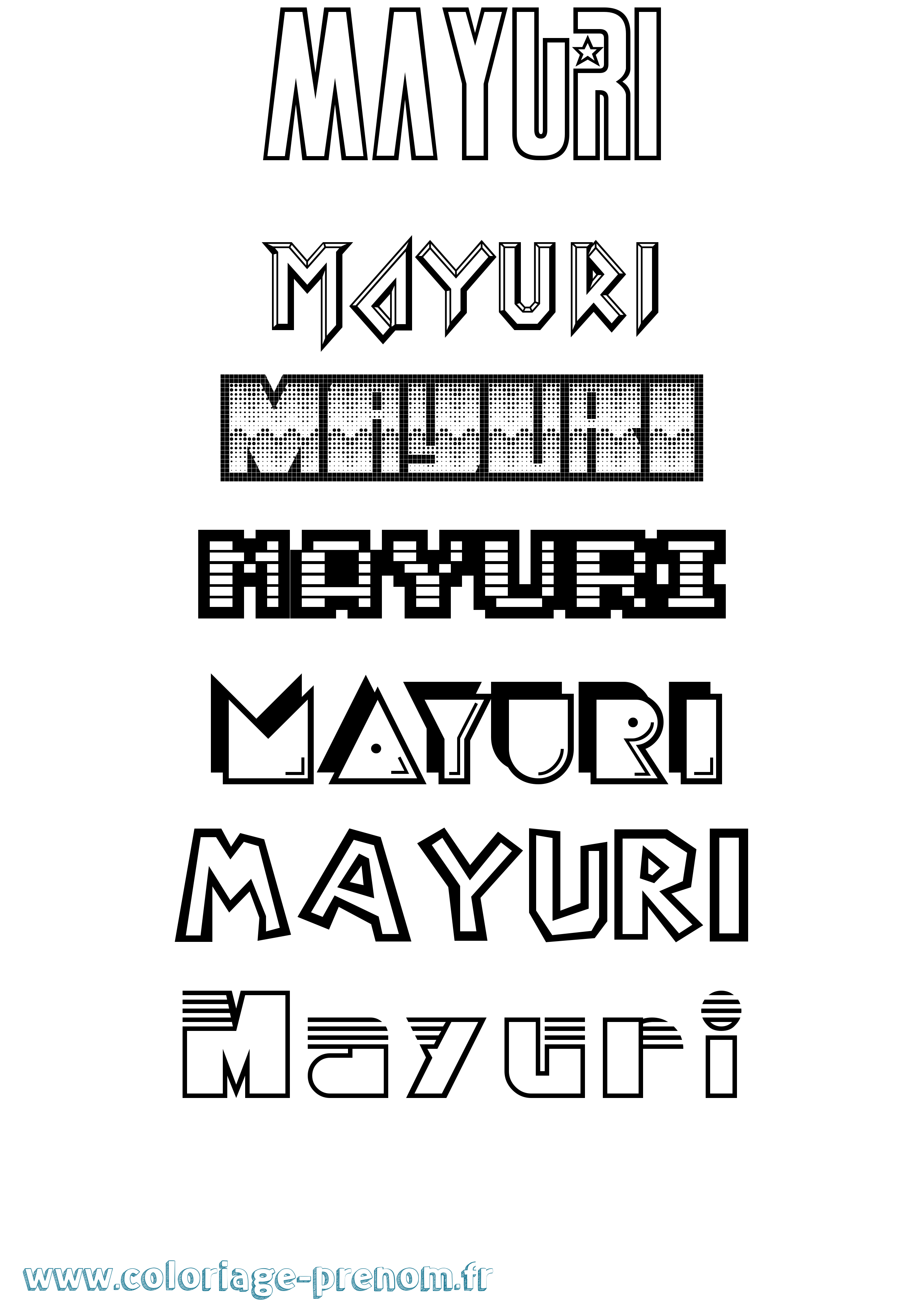 Coloriage prénom Mayuri Jeux Vidéos