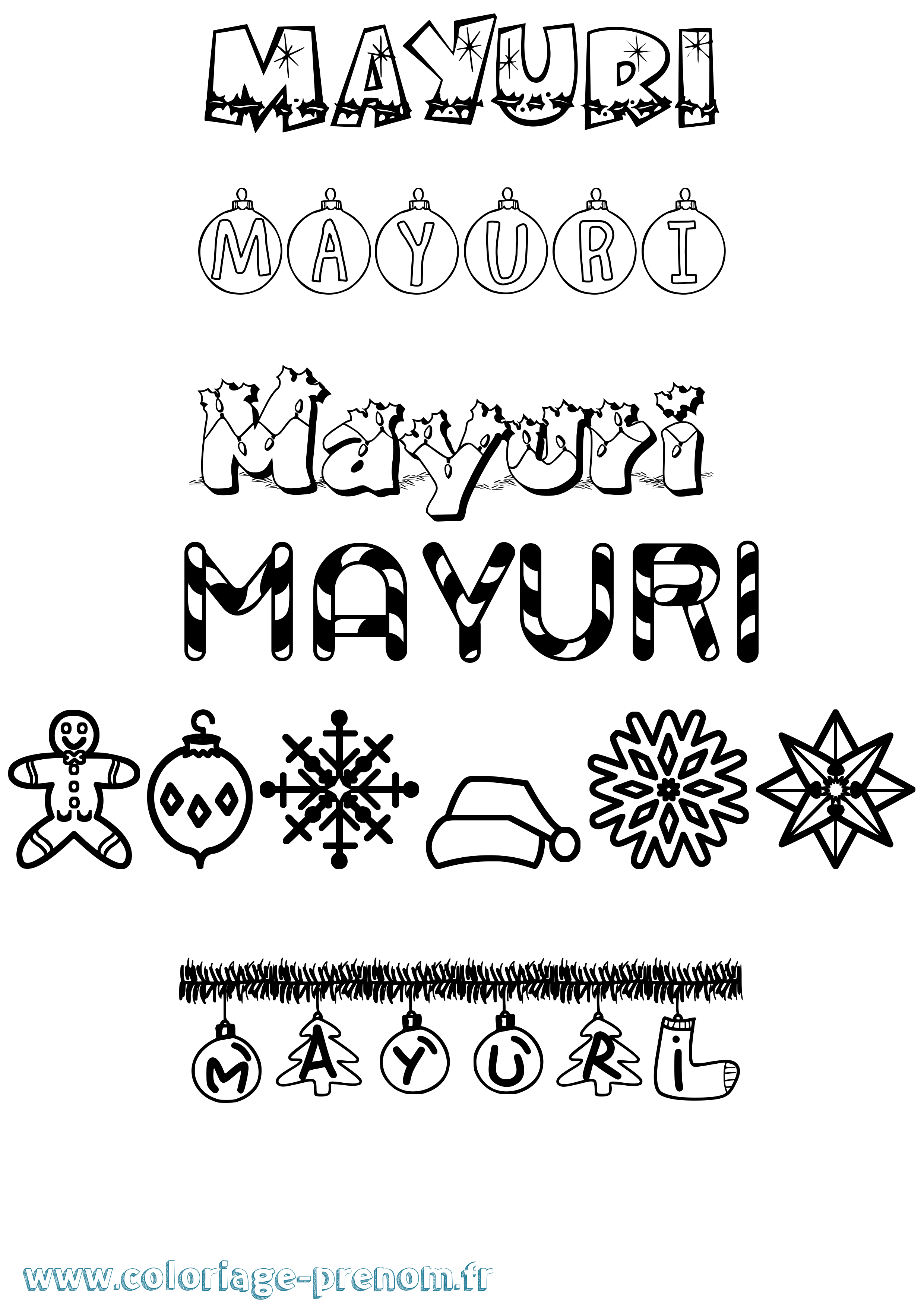 Coloriage prénom Mayuri Noël