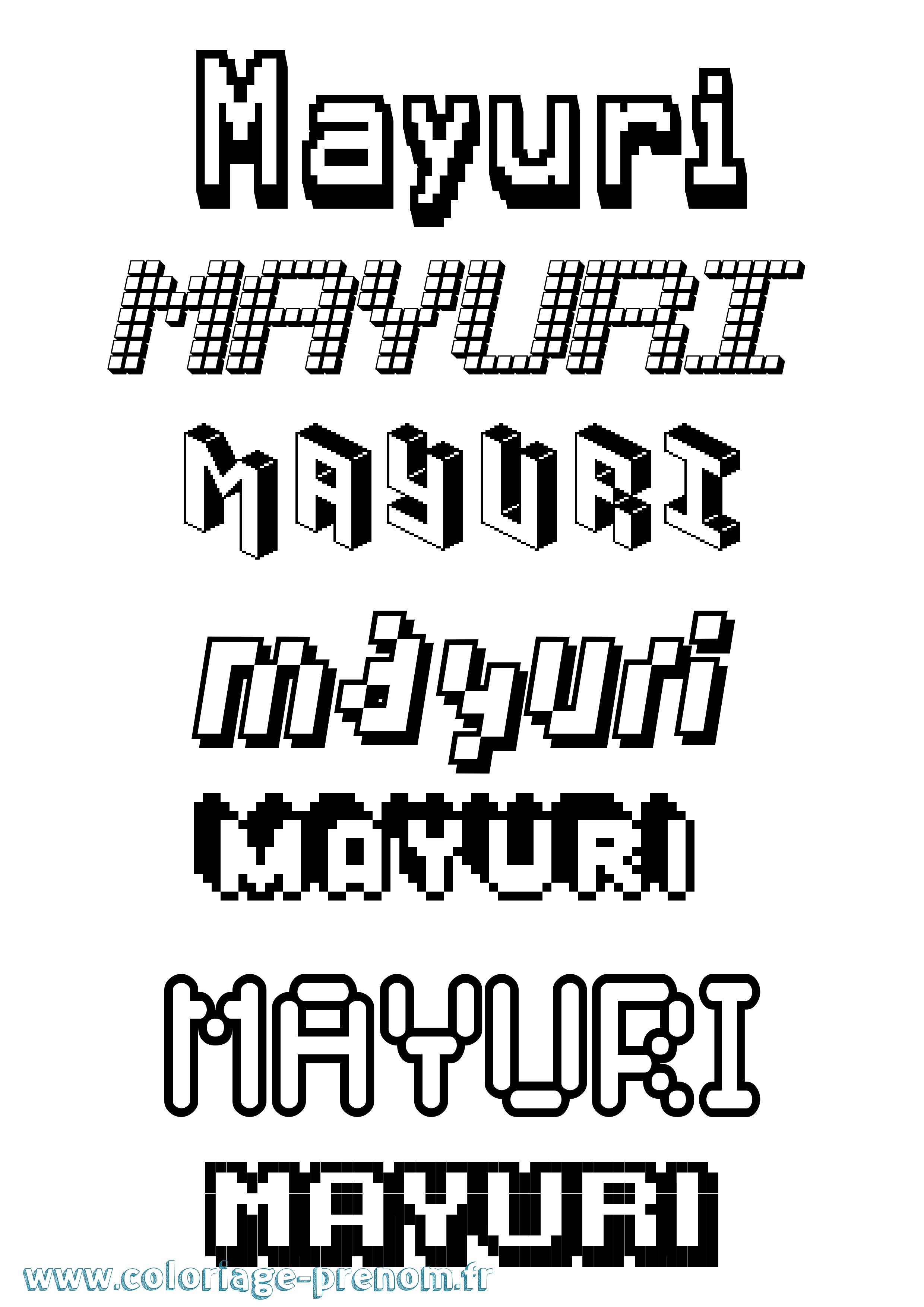 Coloriage prénom Mayuri Pixel
