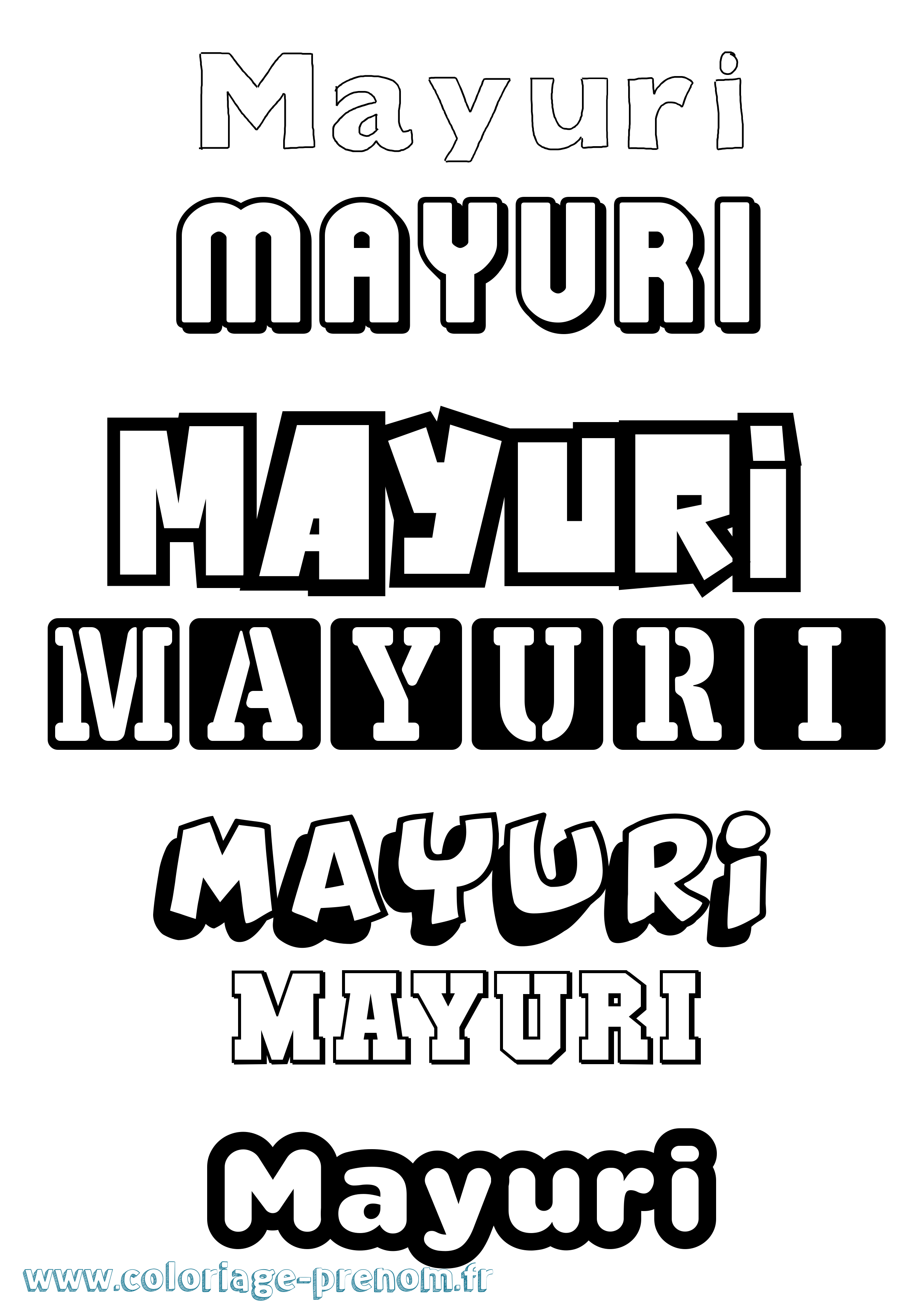 Coloriage prénom Mayuri Simple