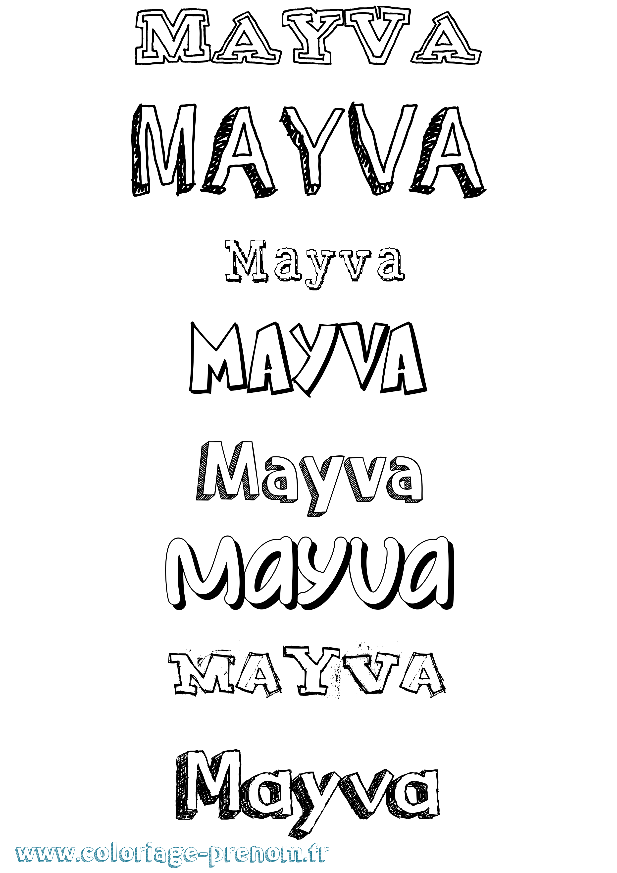 Coloriage prénom Mayva Dessiné