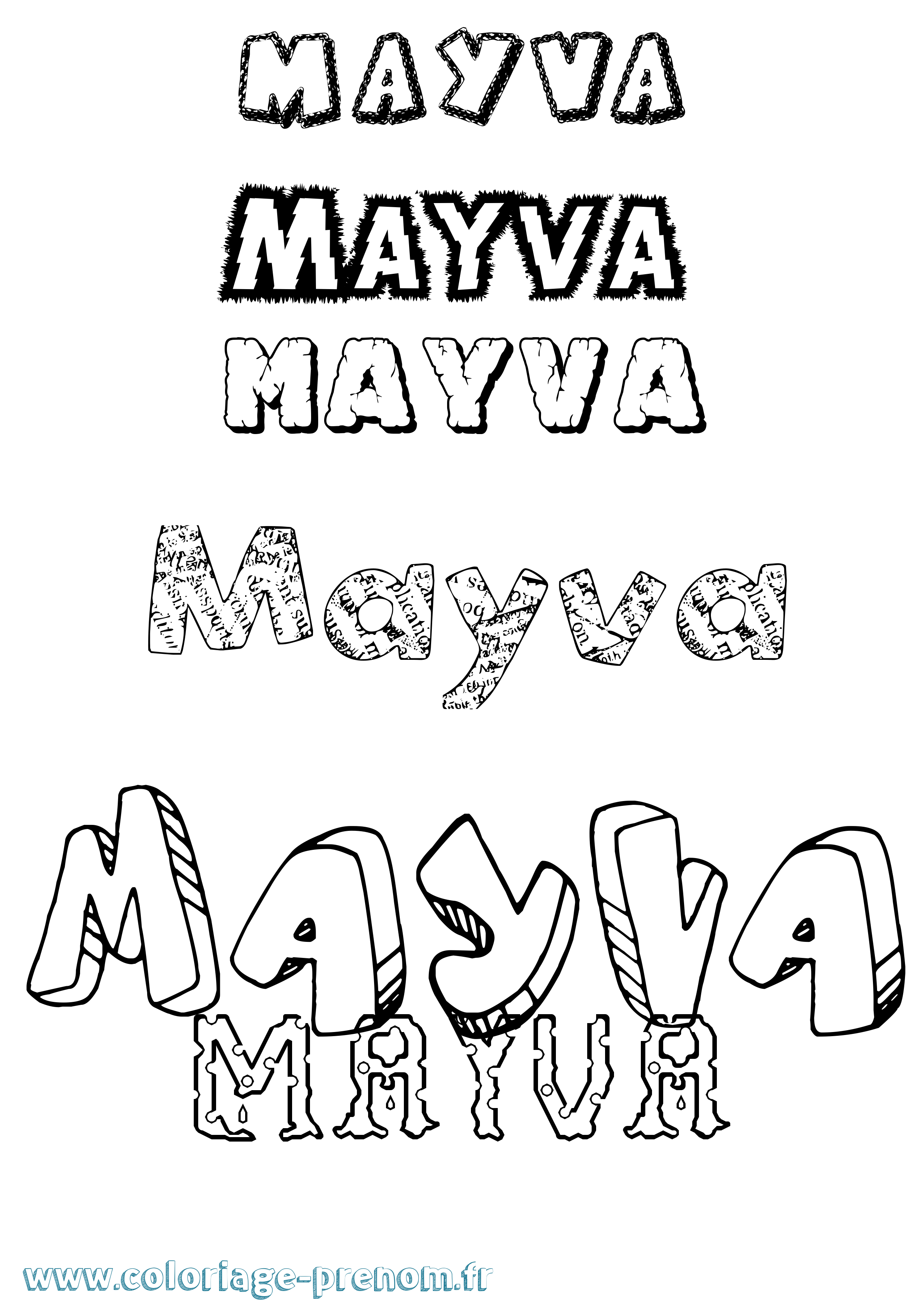 Coloriage prénom Mayva Destructuré