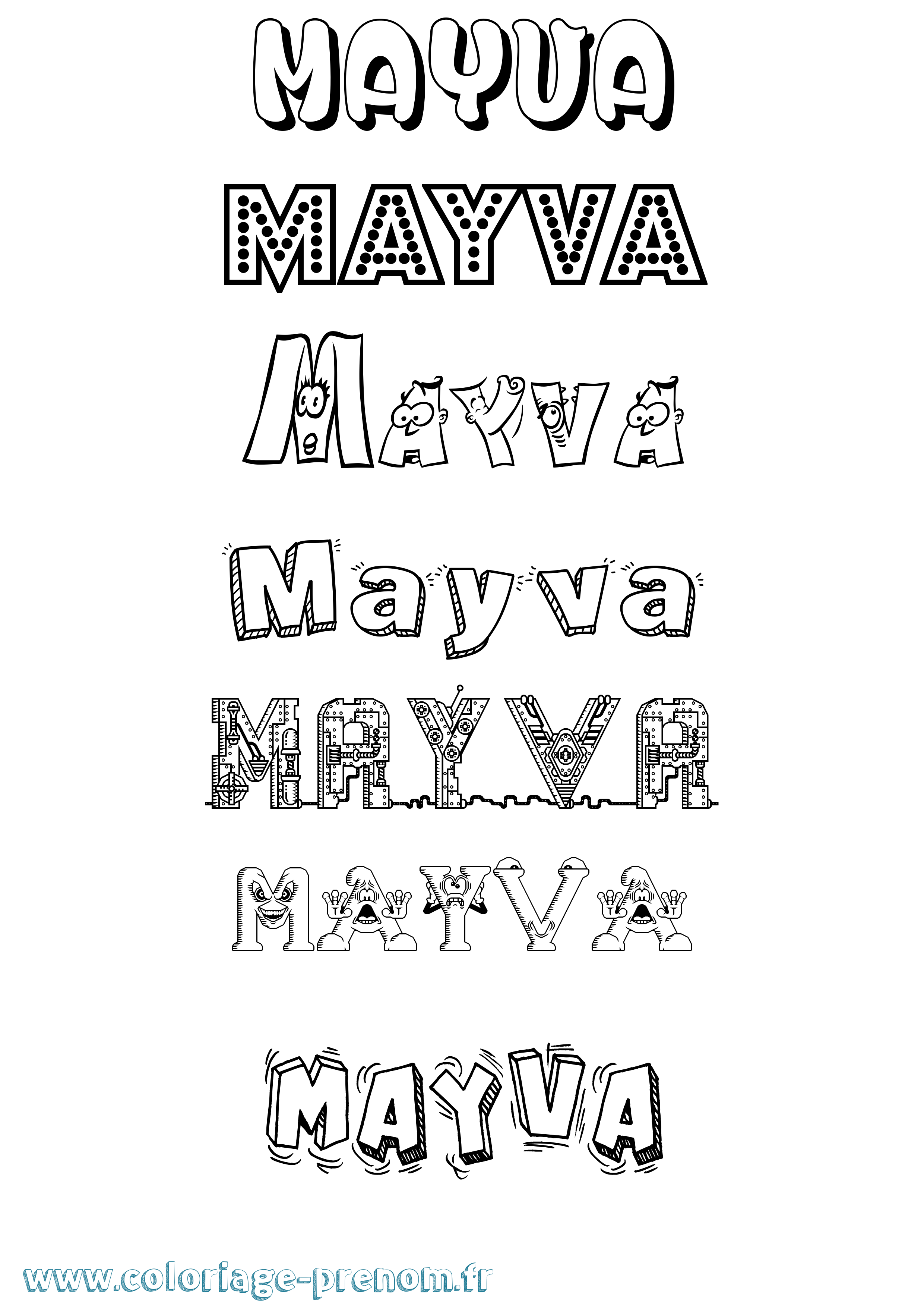 Coloriage prénom Mayva Fun