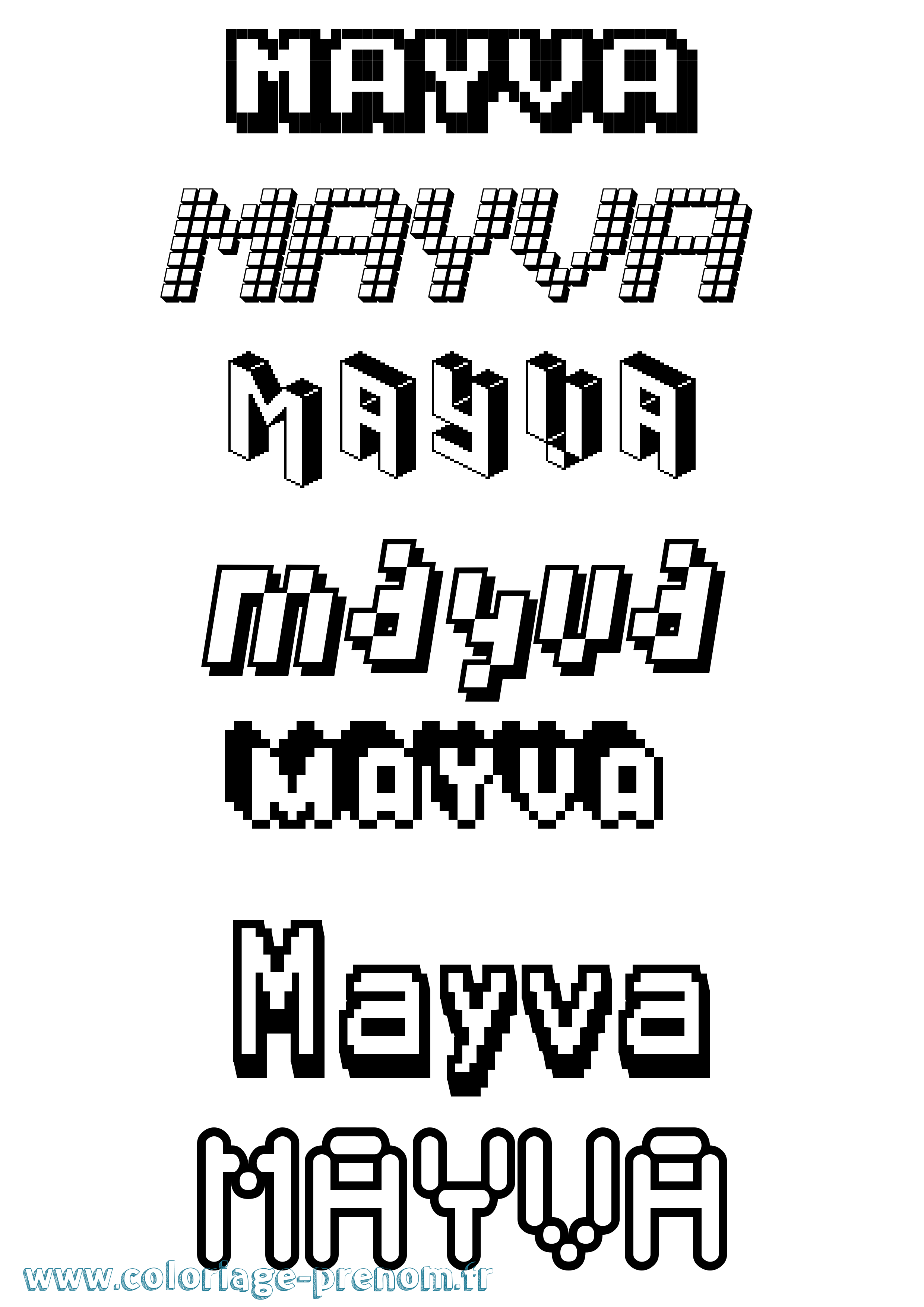 Coloriage prénom Mayva Pixel