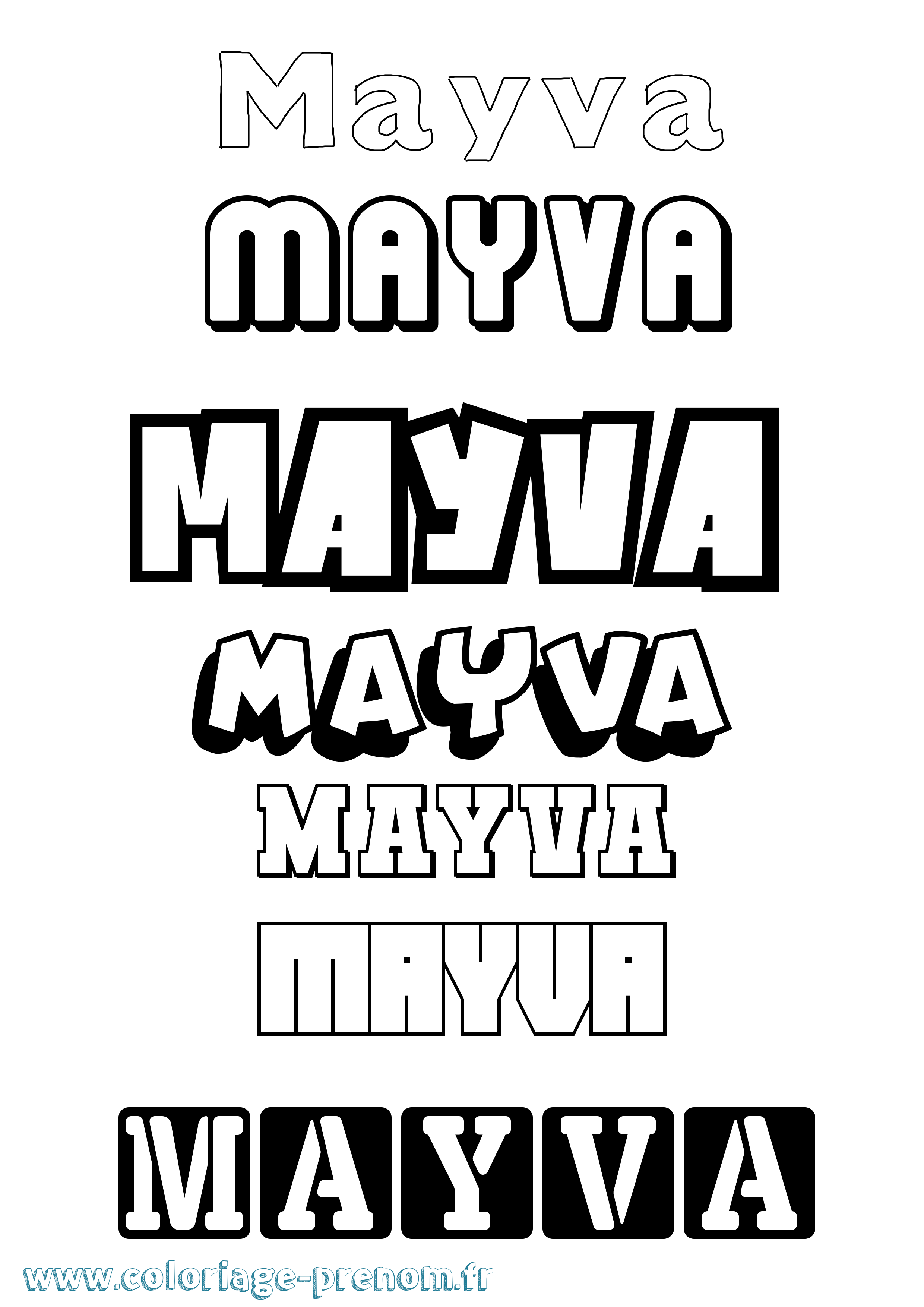 Coloriage prénom Mayva Simple