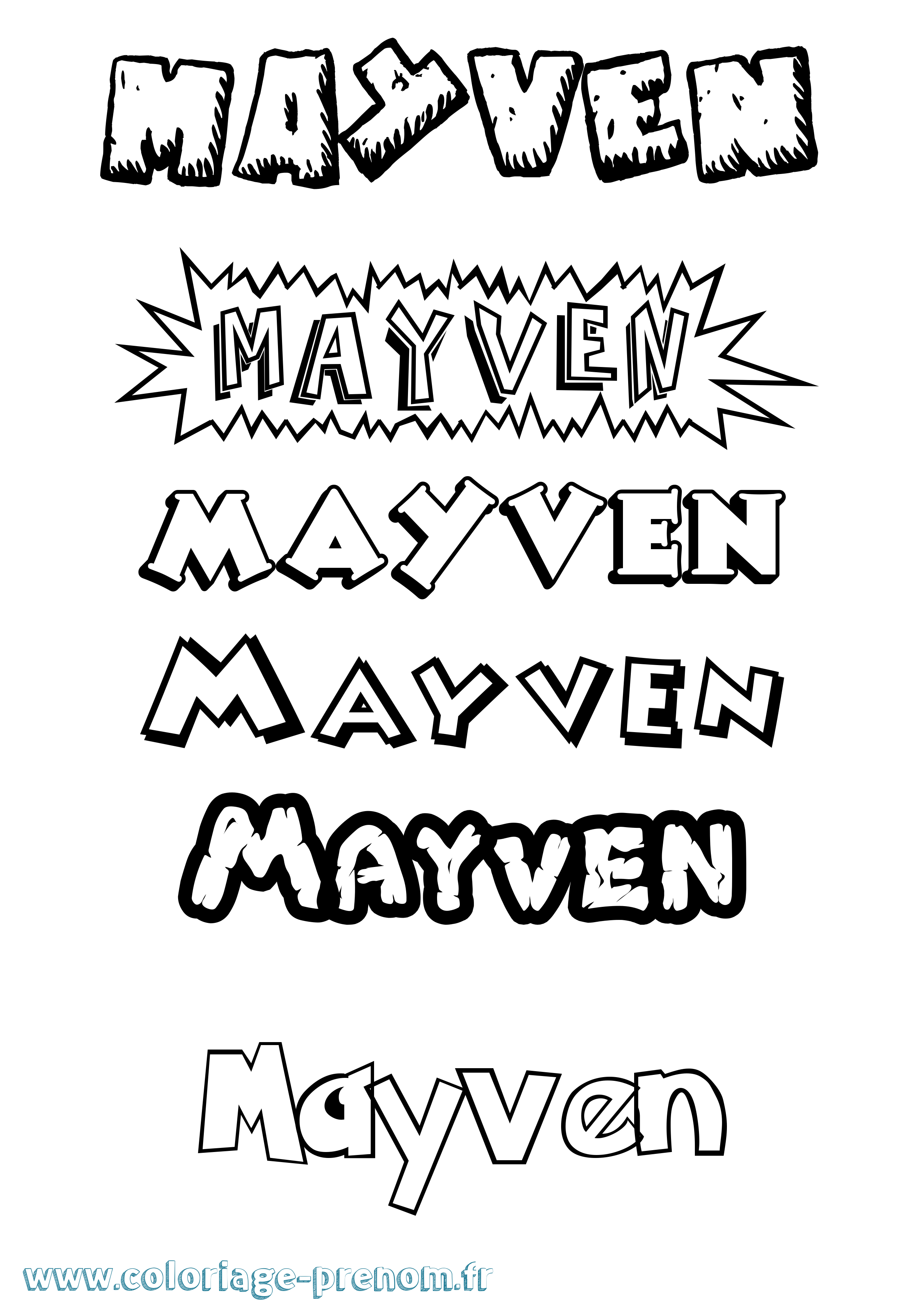 Coloriage prénom Mayven Dessin Animé