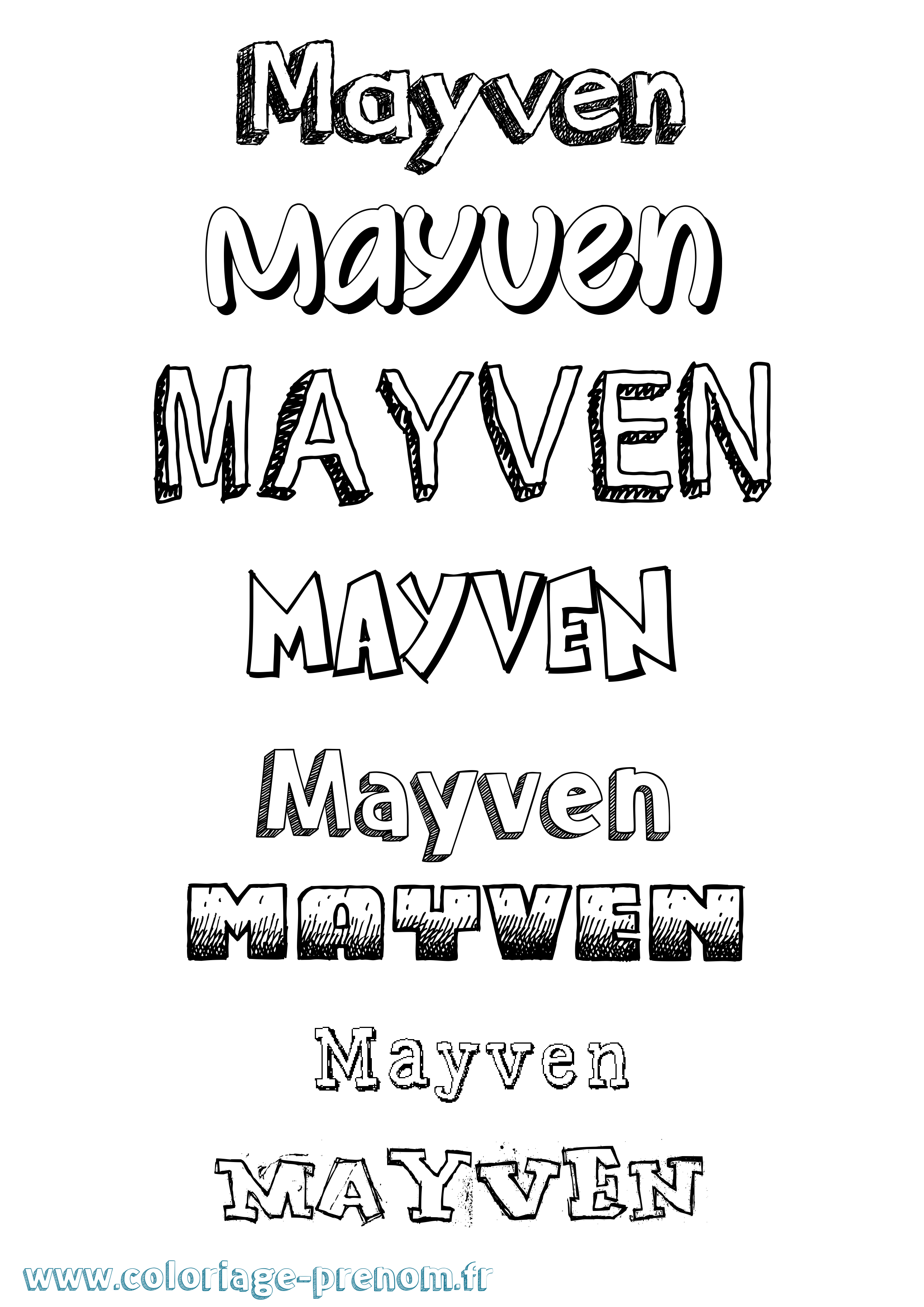 Coloriage prénom Mayven Dessiné