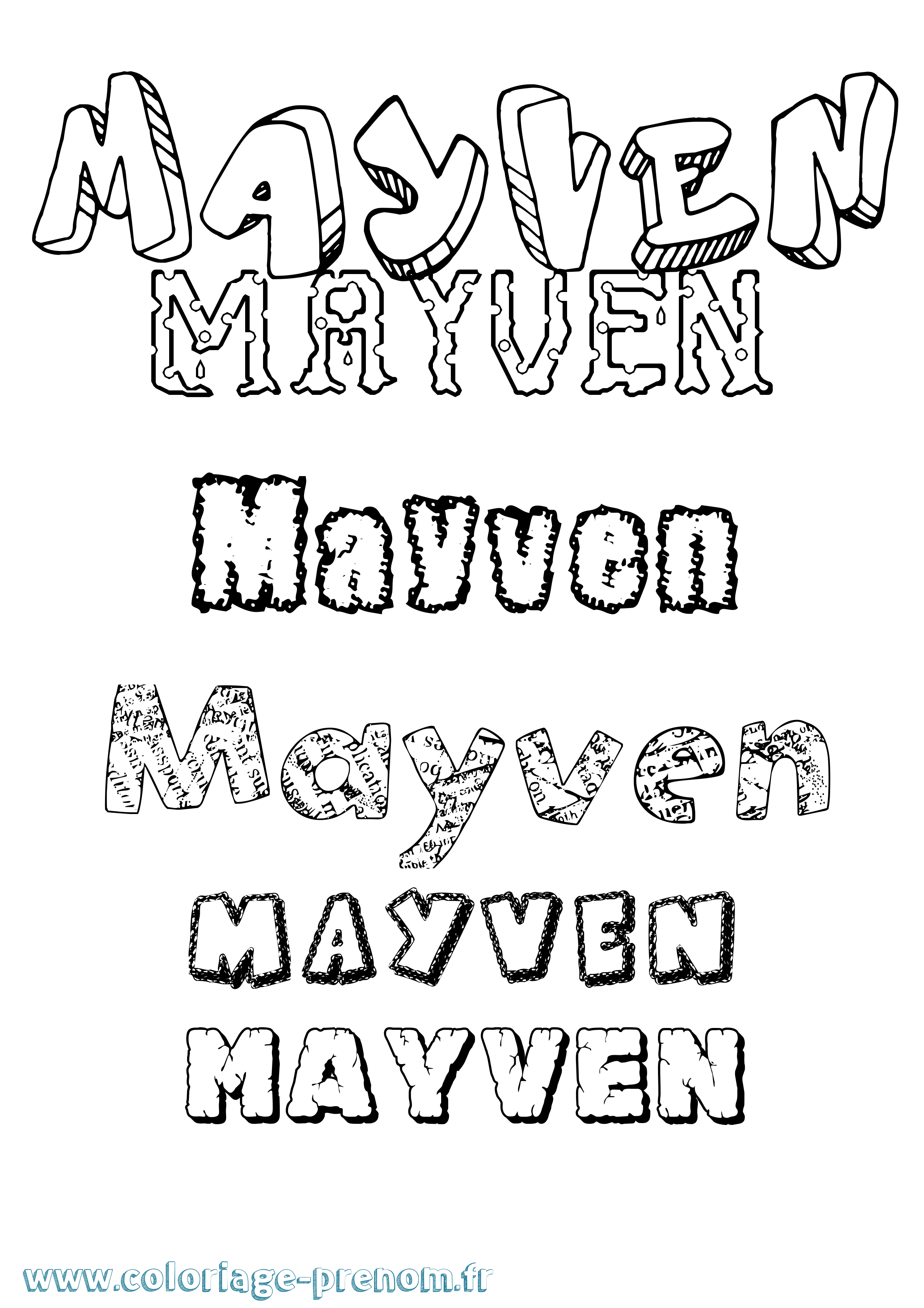 Coloriage prénom Mayven Destructuré