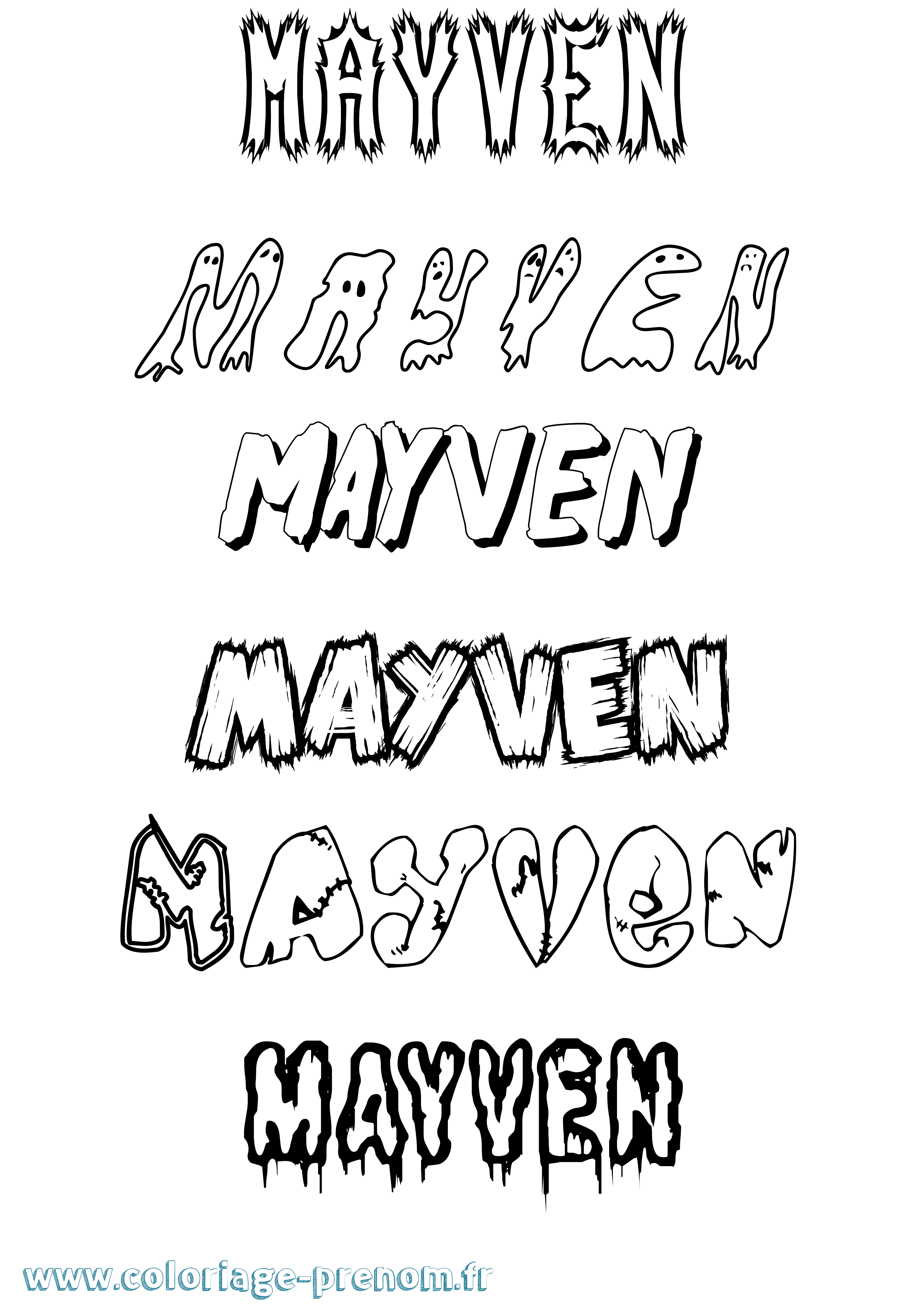 Coloriage prénom Mayven Frisson