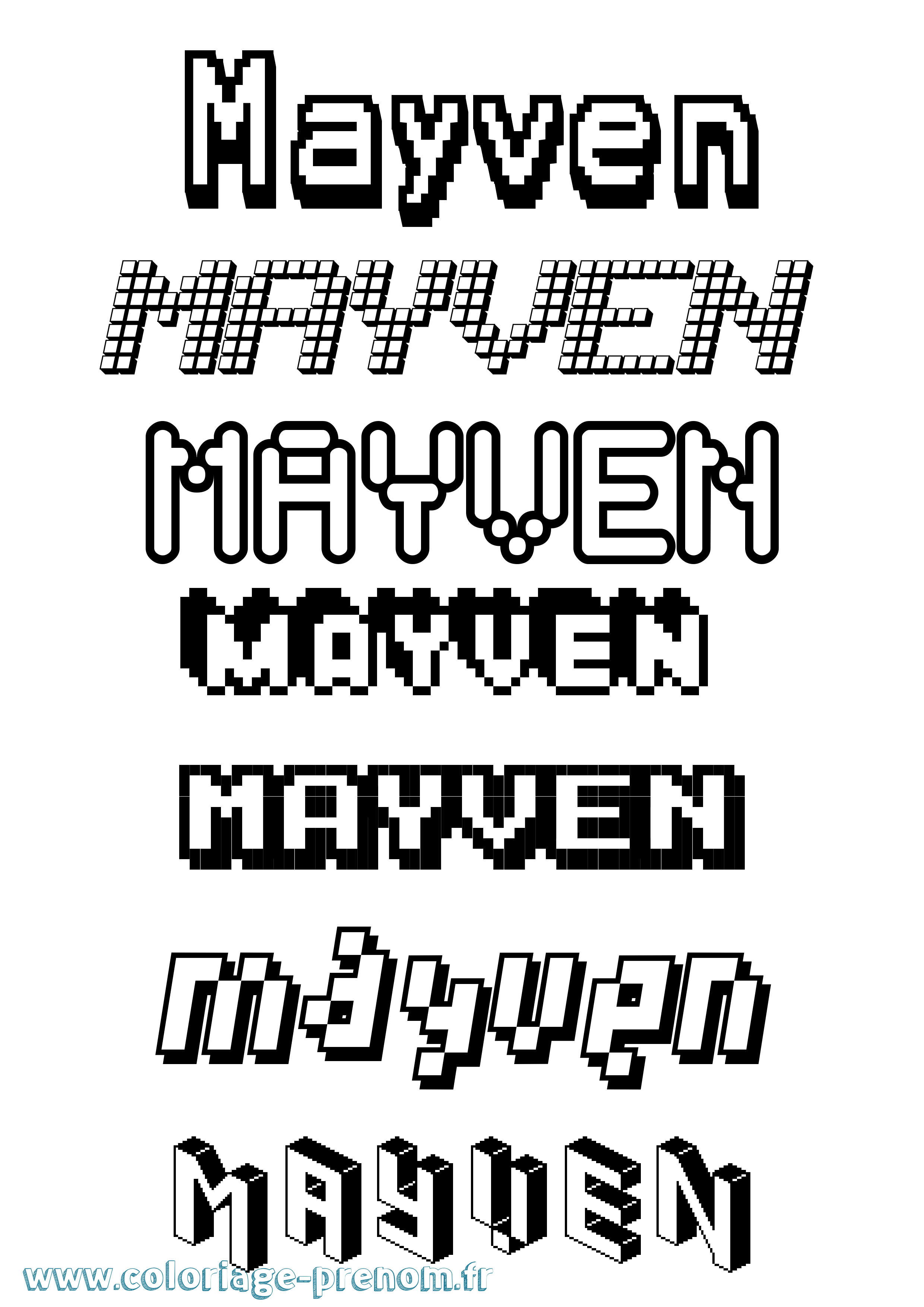 Coloriage prénom Mayven Pixel