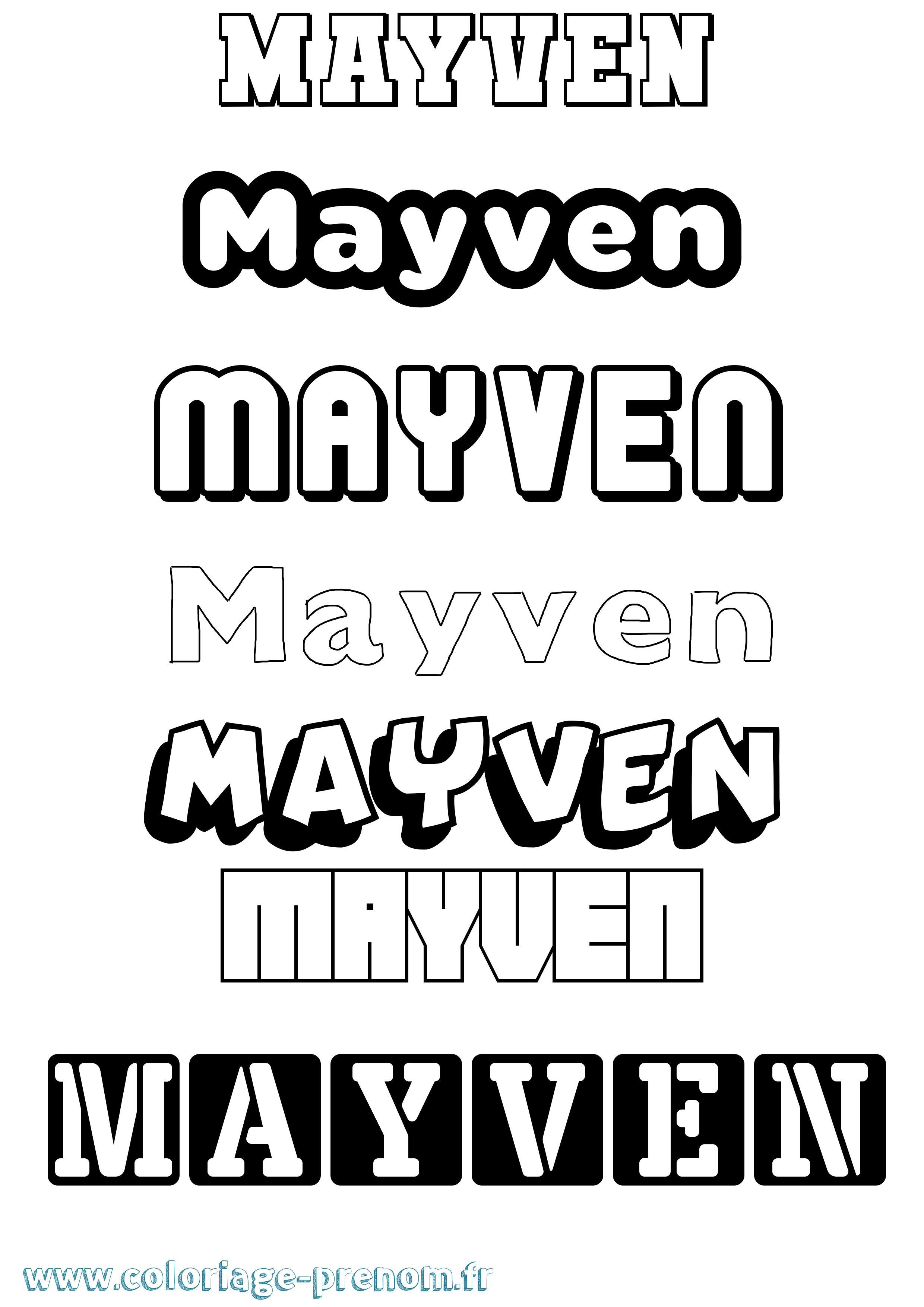 Coloriage prénom Mayven Simple