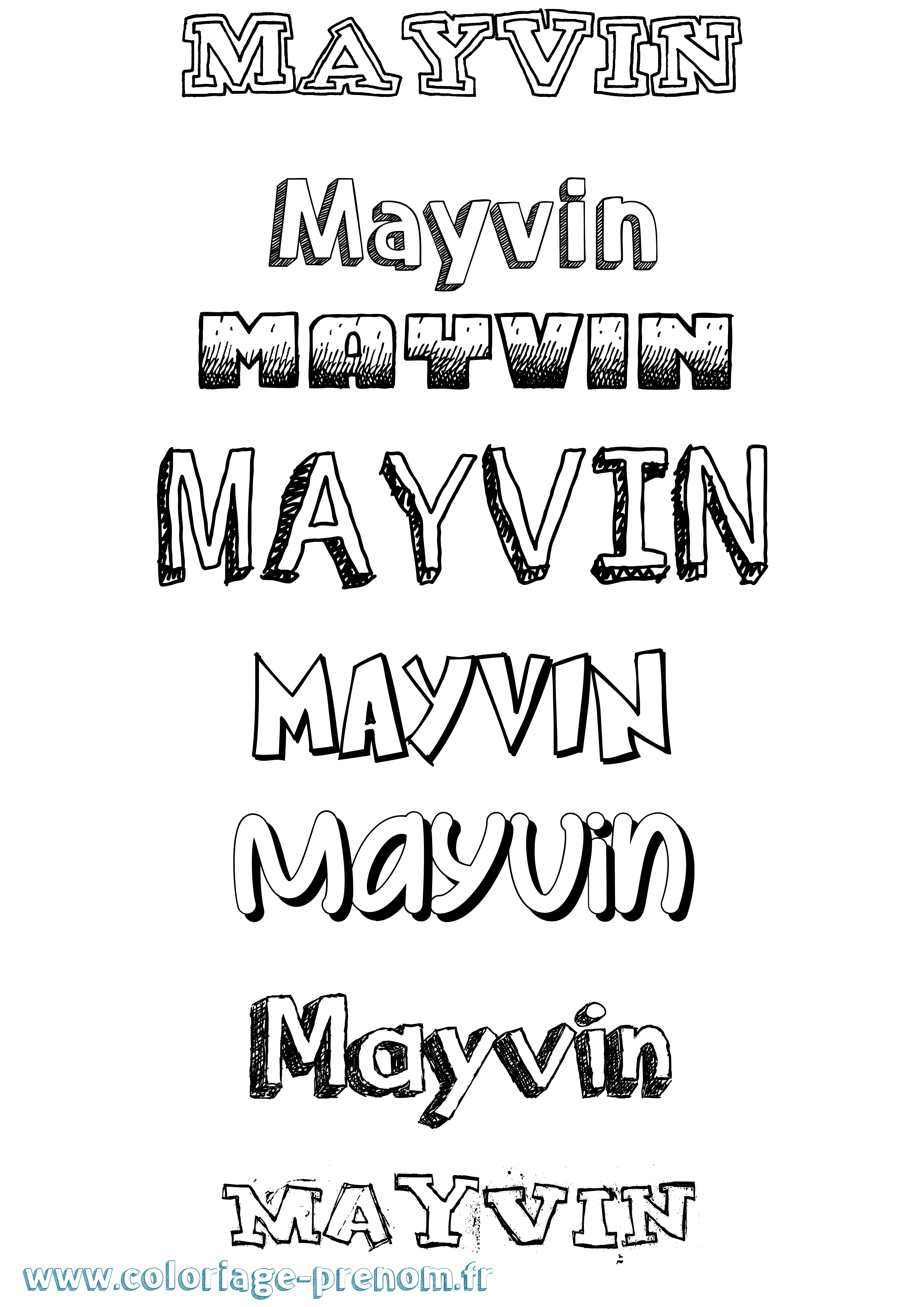 Coloriage prénom Mayvin Dessiné
