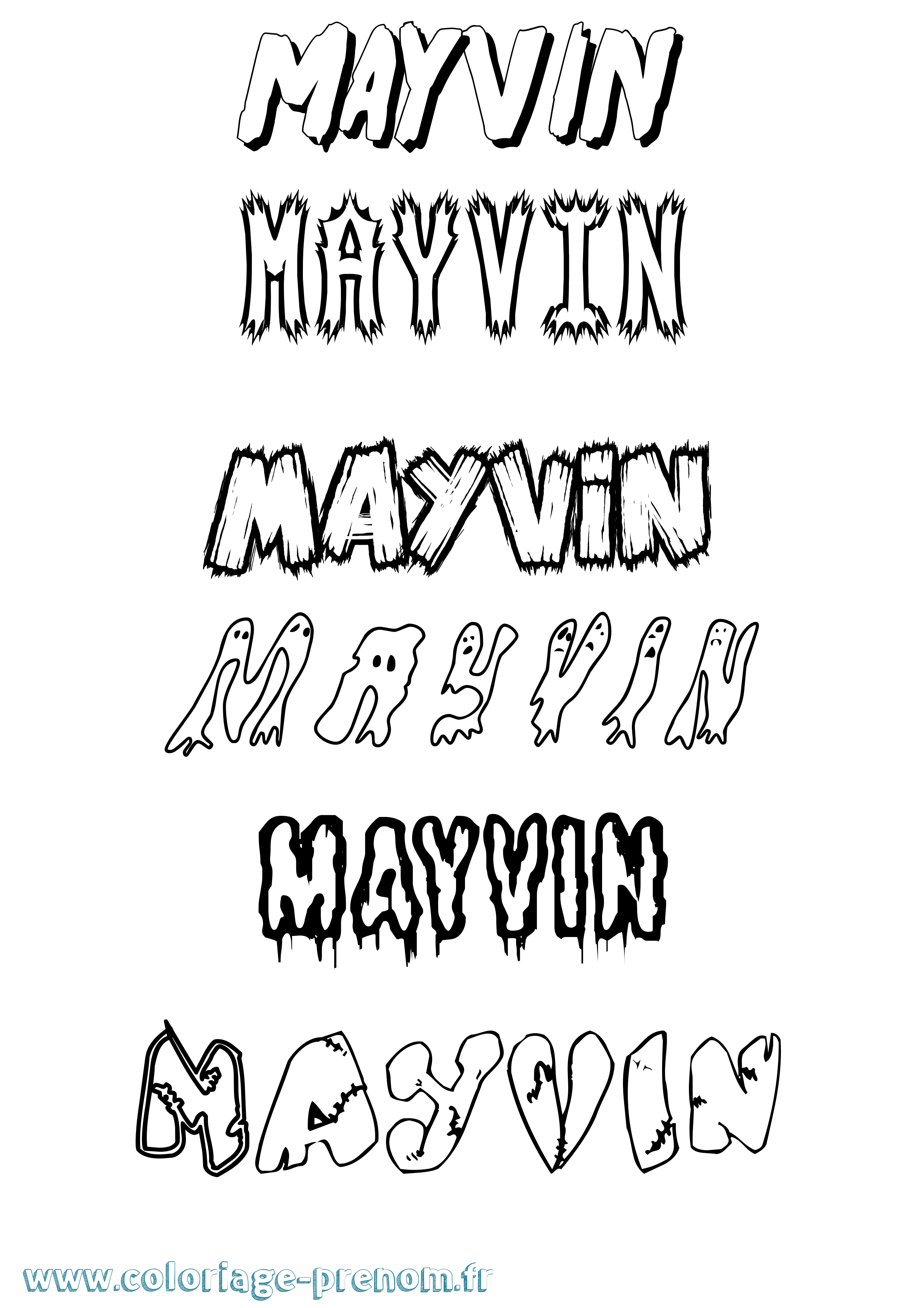 Coloriage prénom Mayvin Frisson