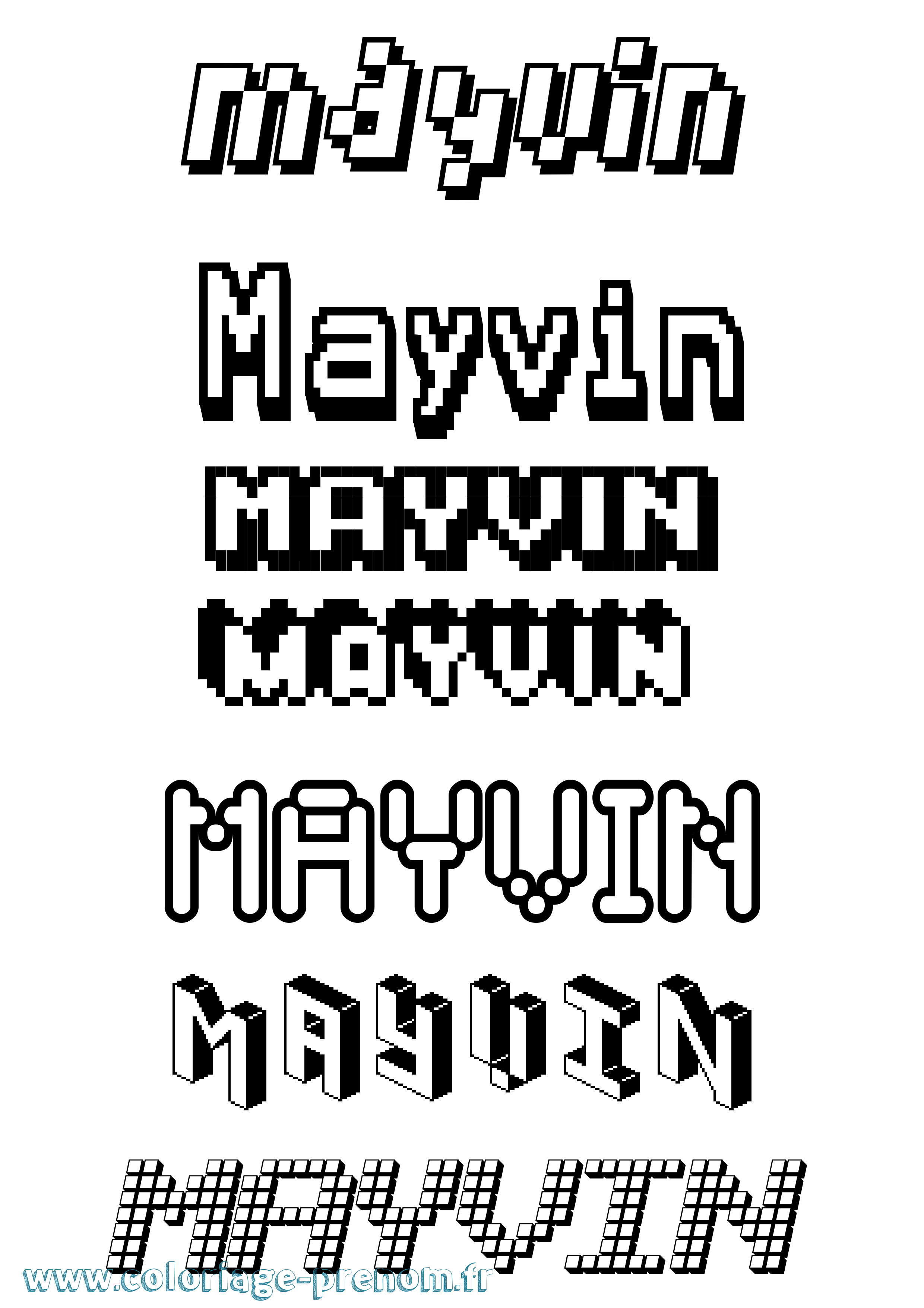 Coloriage prénom Mayvin Pixel