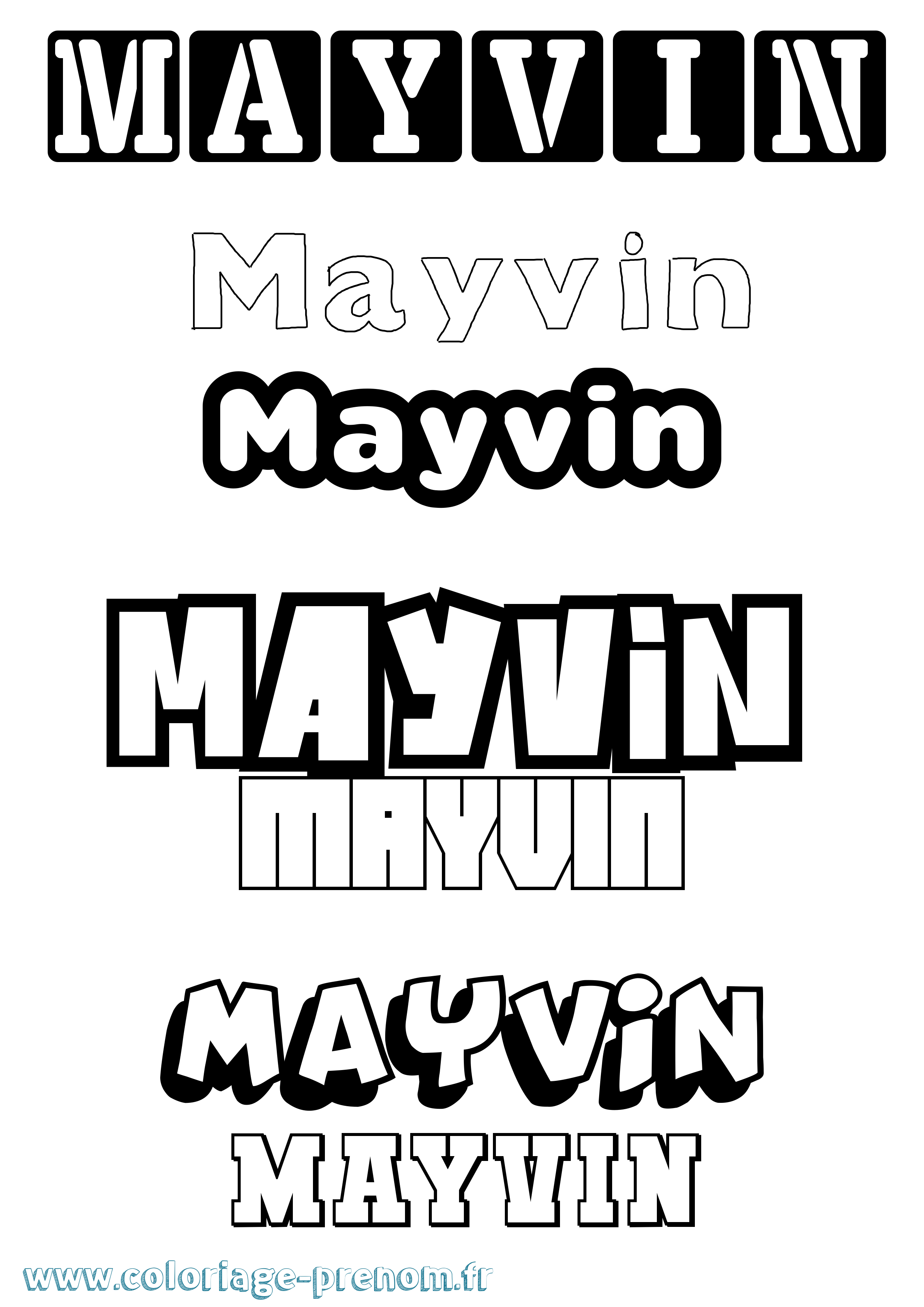 Coloriage prénom Mayvin Simple