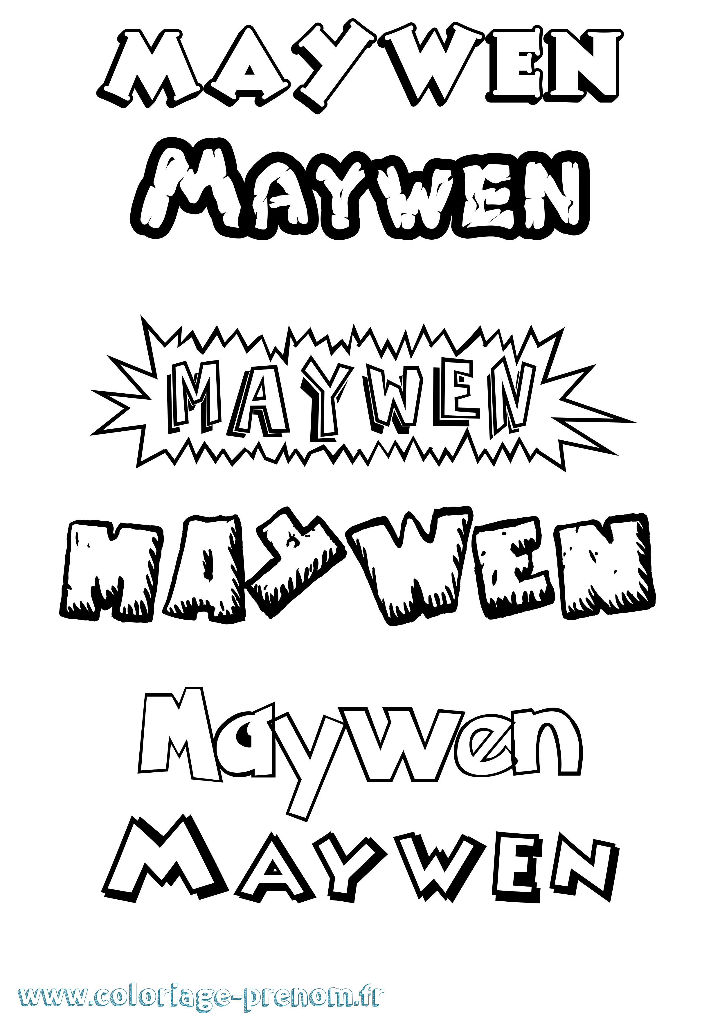 Coloriage prénom Maywen Dessin Animé