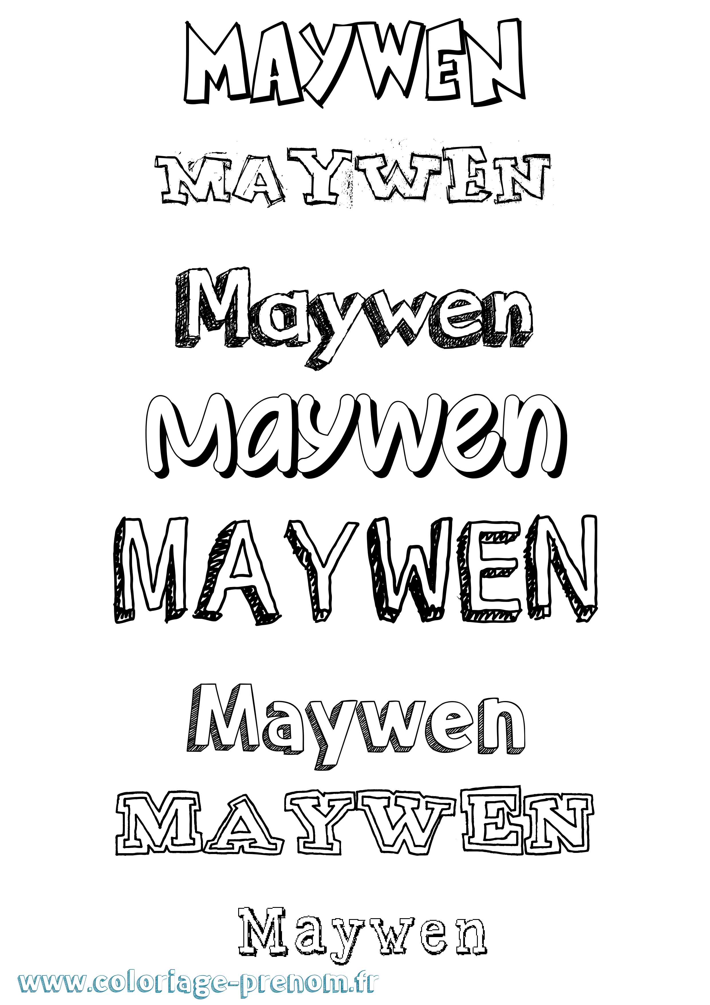 Coloriage prénom Maywen Dessiné