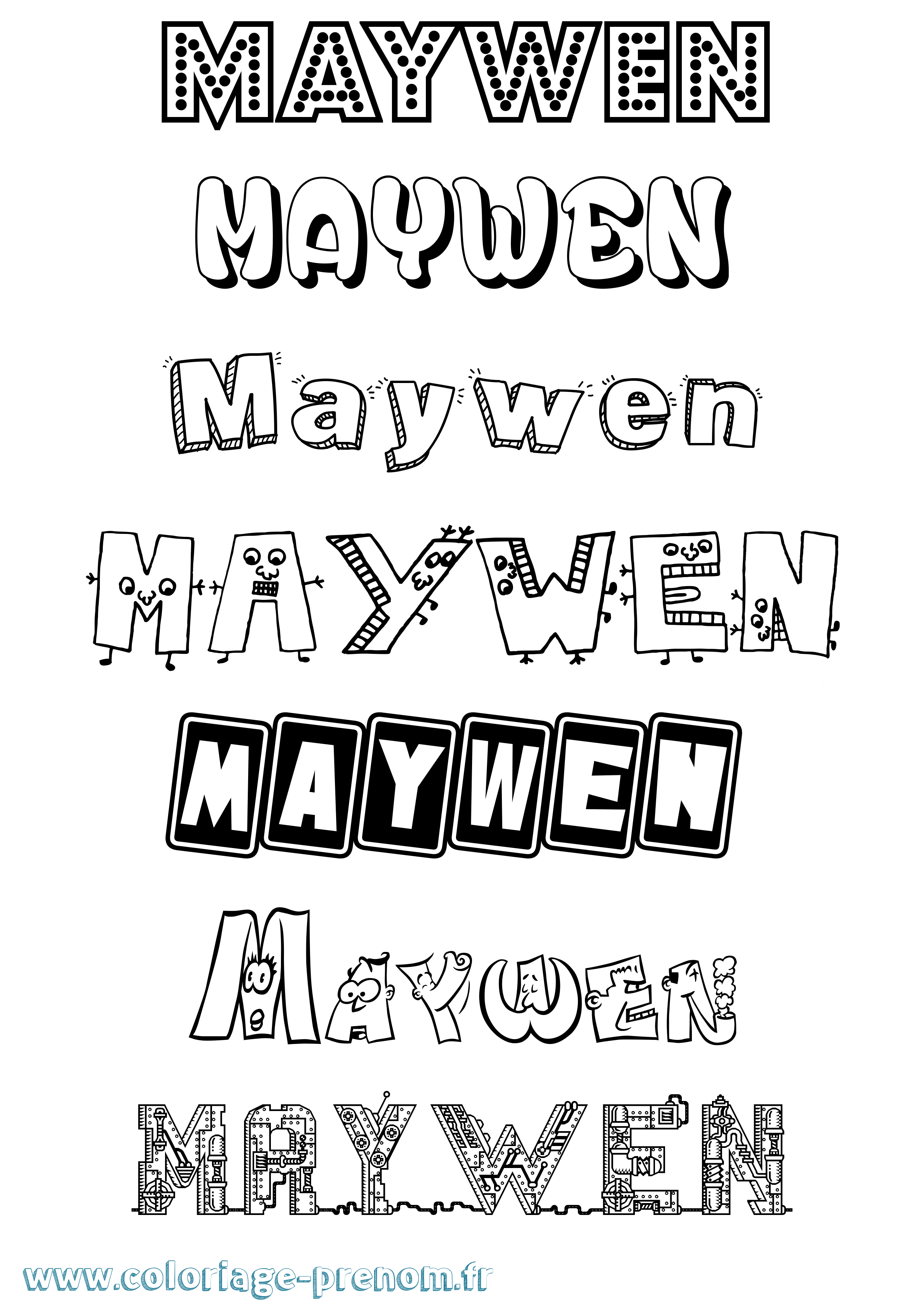 Coloriage prénom Maywen Fun