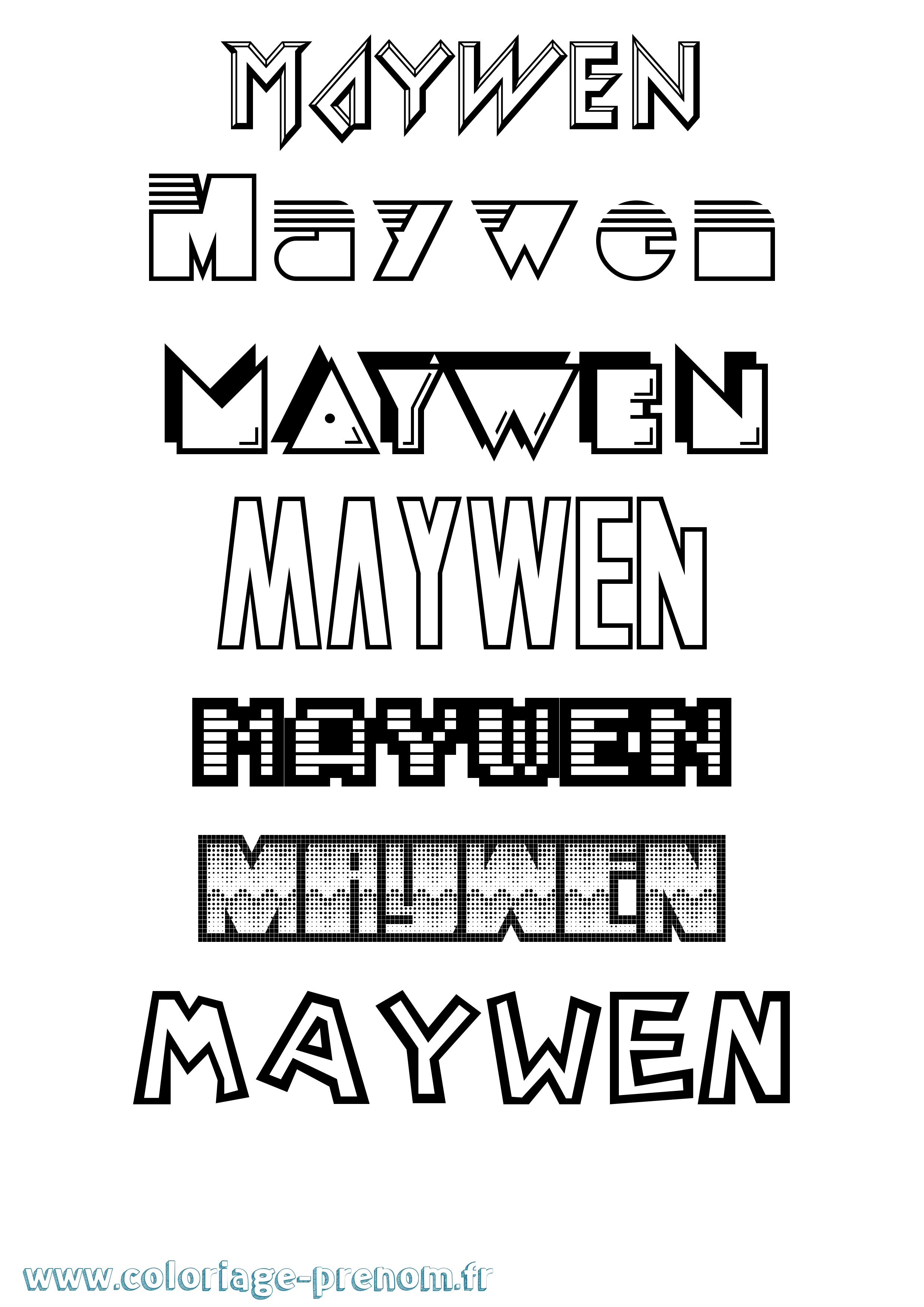 Coloriage prénom Maywen Jeux Vidéos