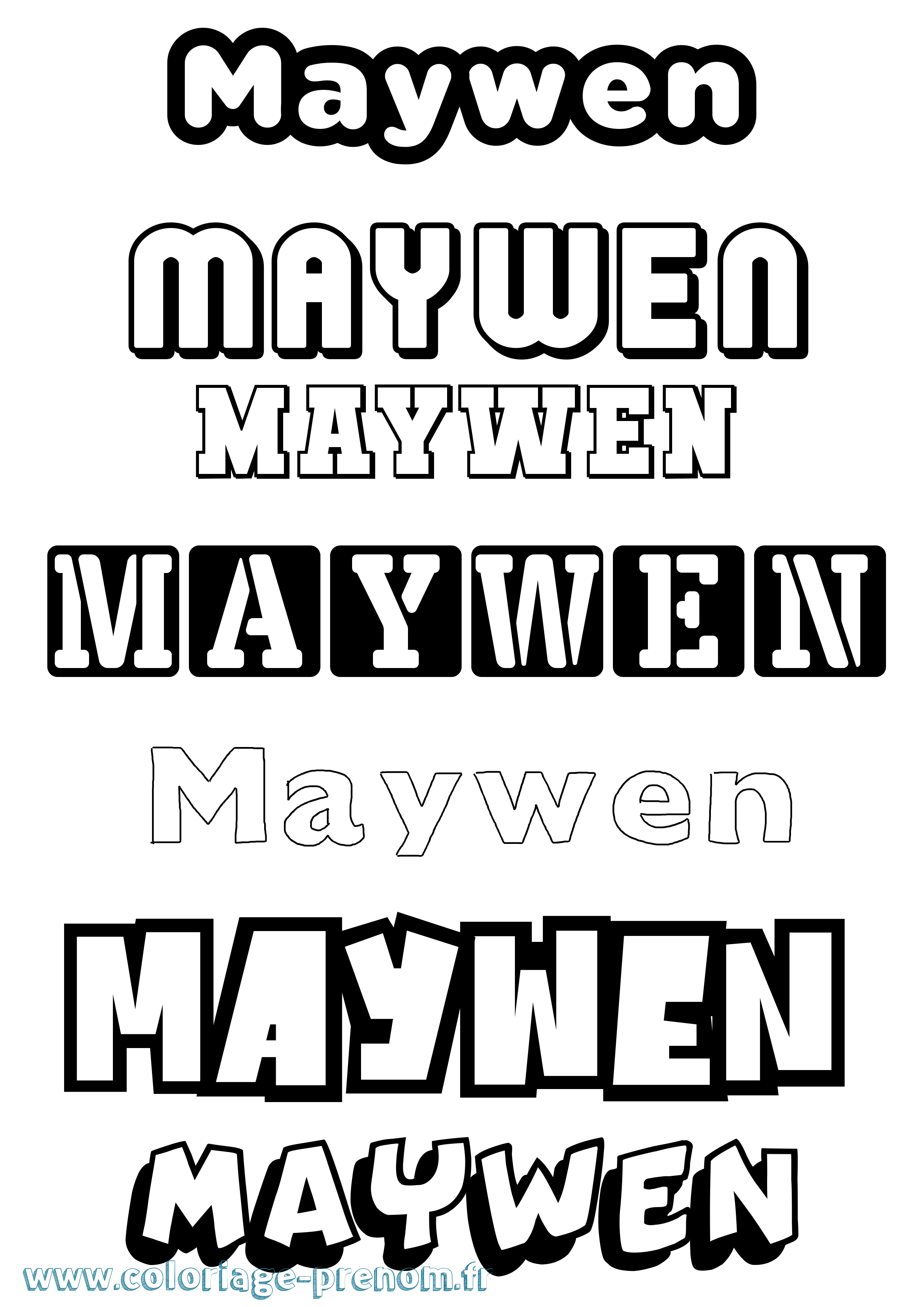 Coloriage prénom Maywen Simple