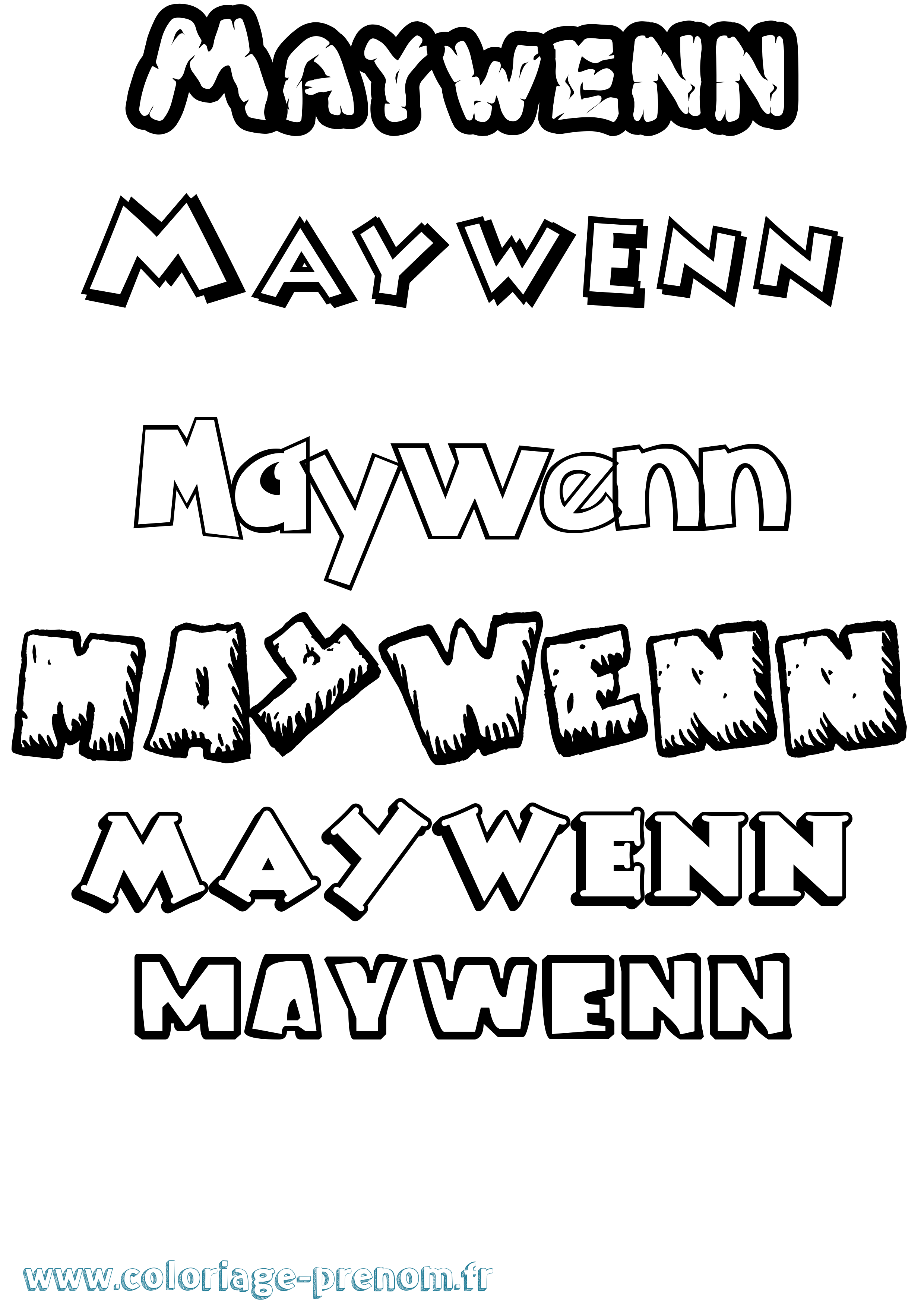 Coloriage Maywenn Dessin Animé Coloriage prénom Maywenn Dessin Animé