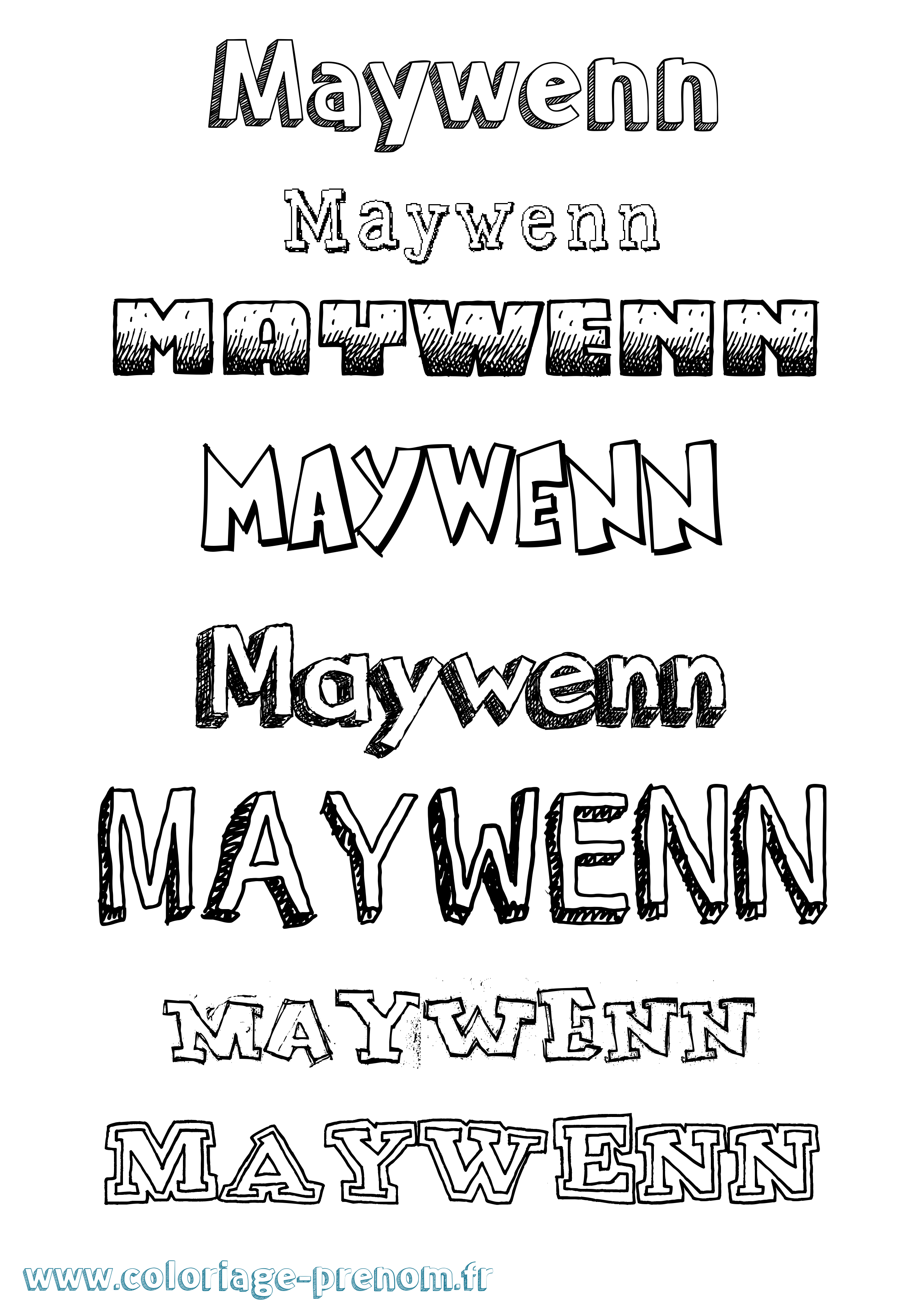 Coloriage Maywenn Dessiné Coloriage prénom Maywenn Dessiné