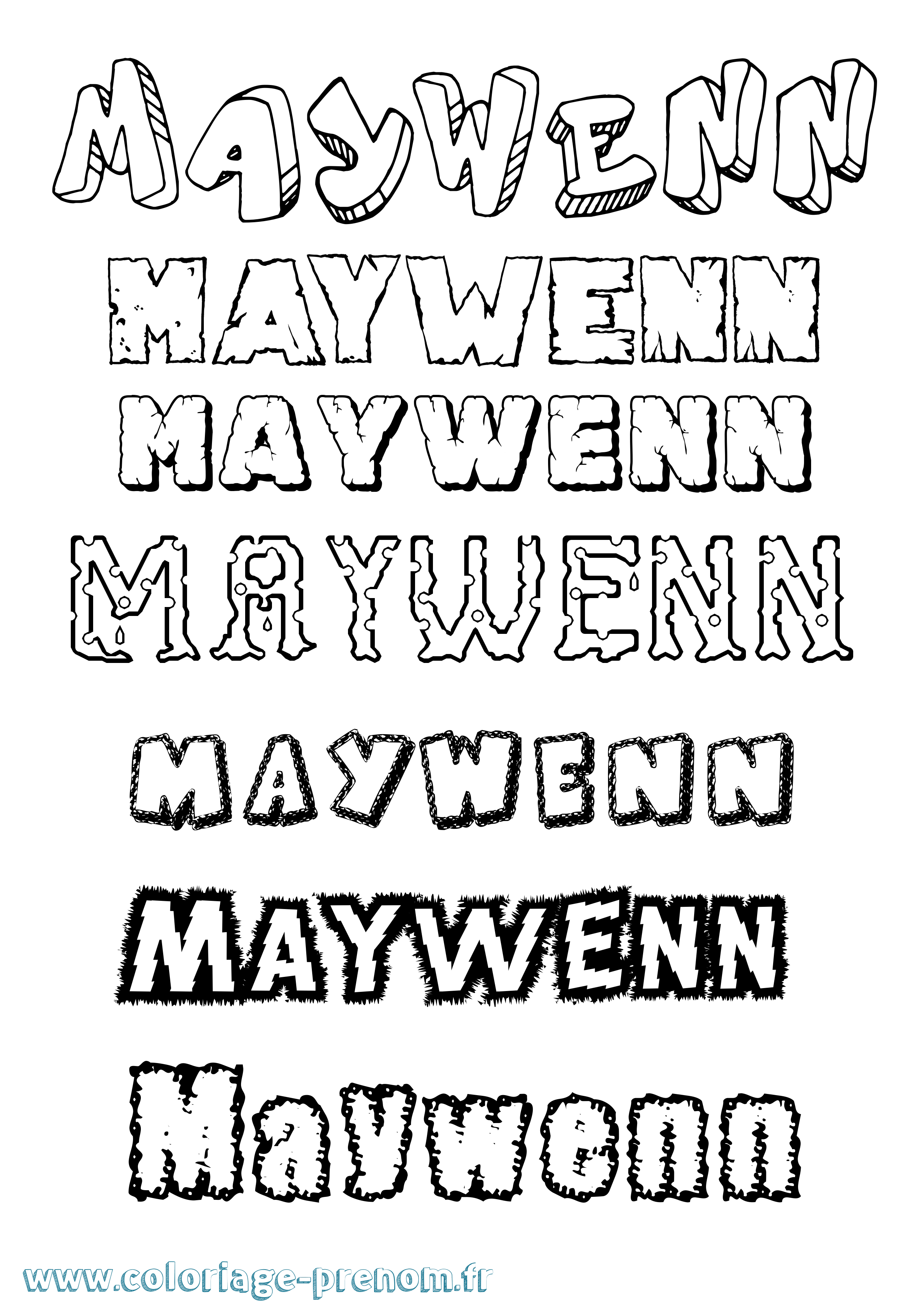 Coloriage prénom Maywenn Destructuré