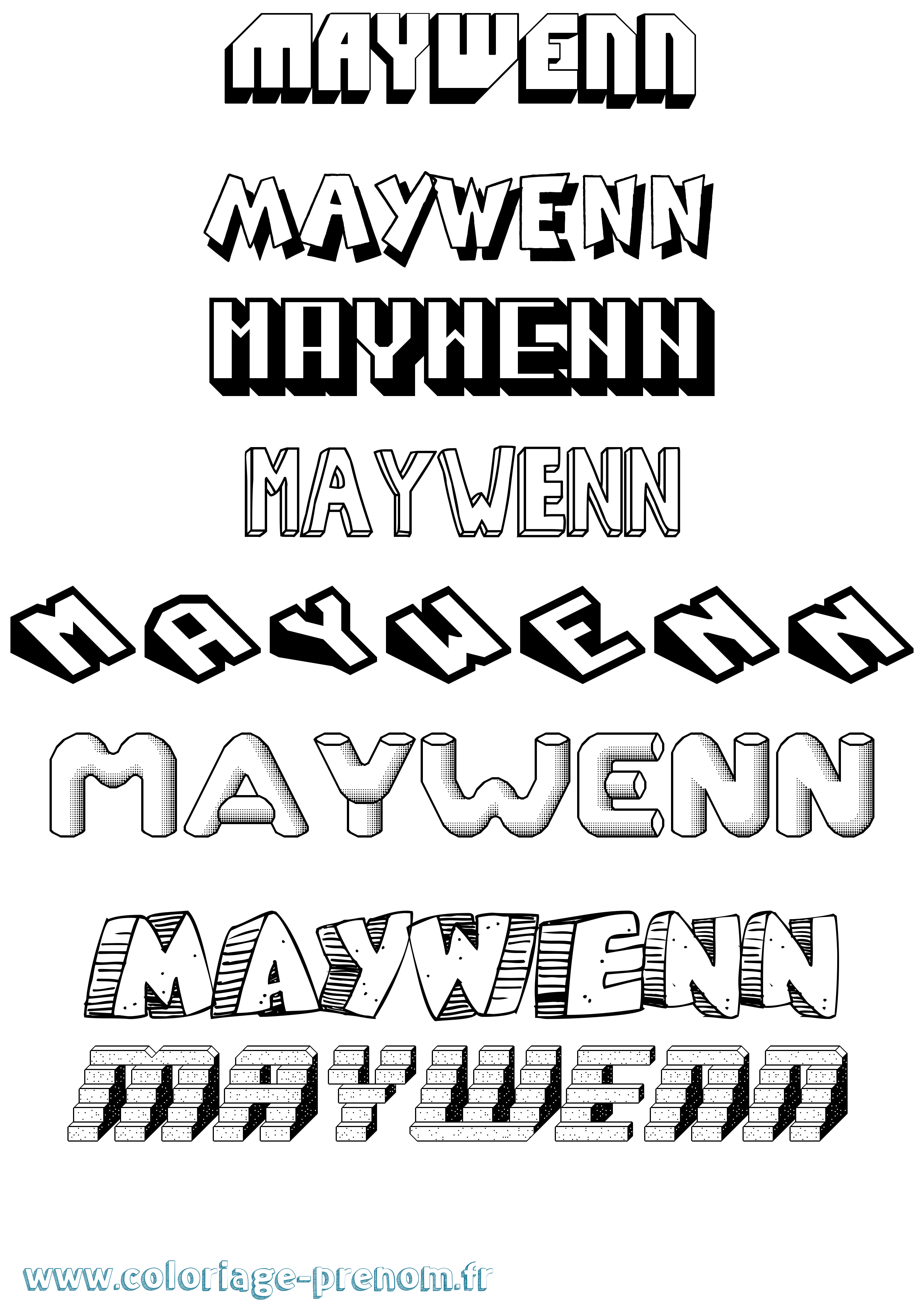 Coloriage prénom Maywenn Effet 3D
