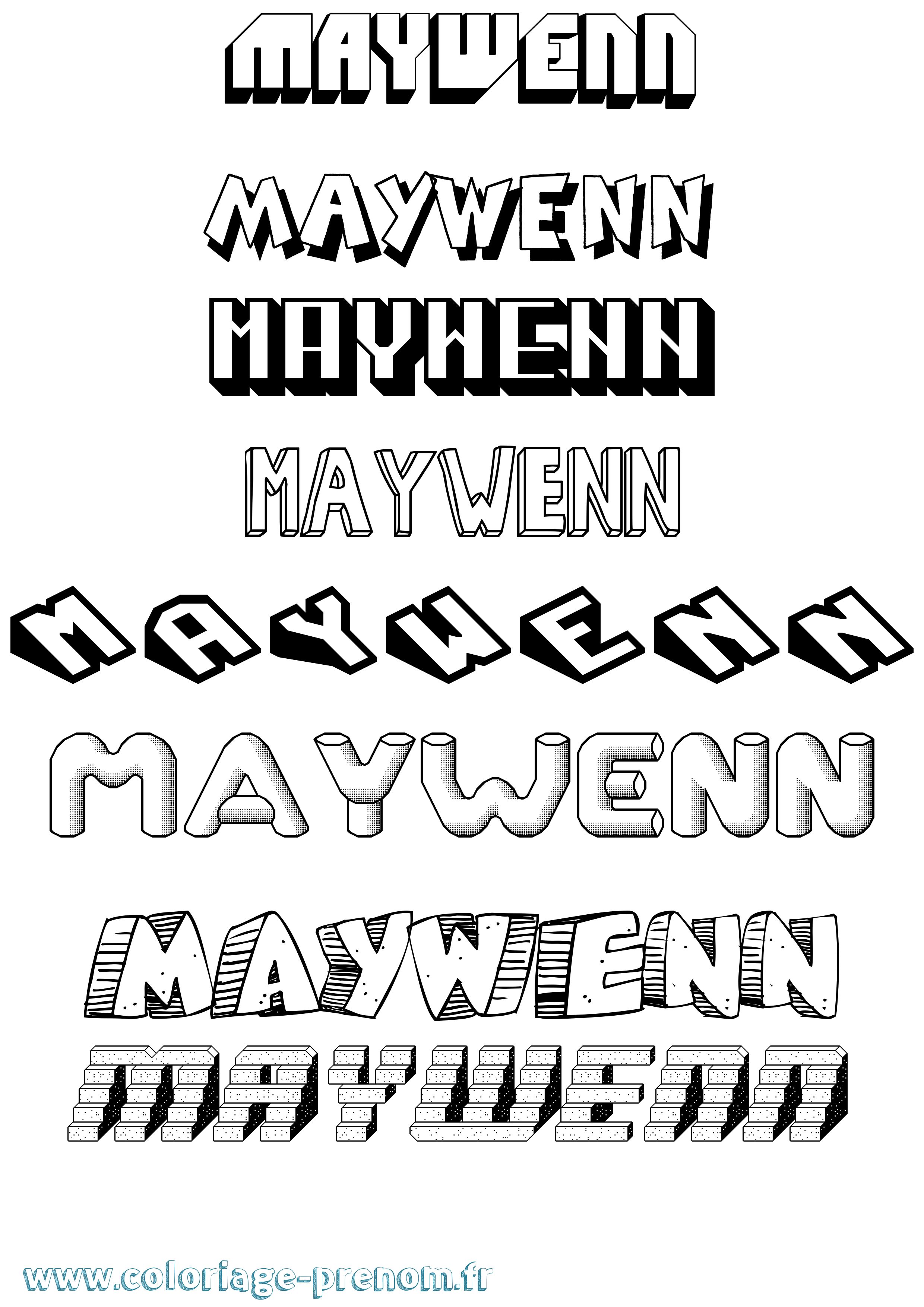 Coloriage Maywenn Effet 3D Coloriage prénom Maywenn Effet 3D