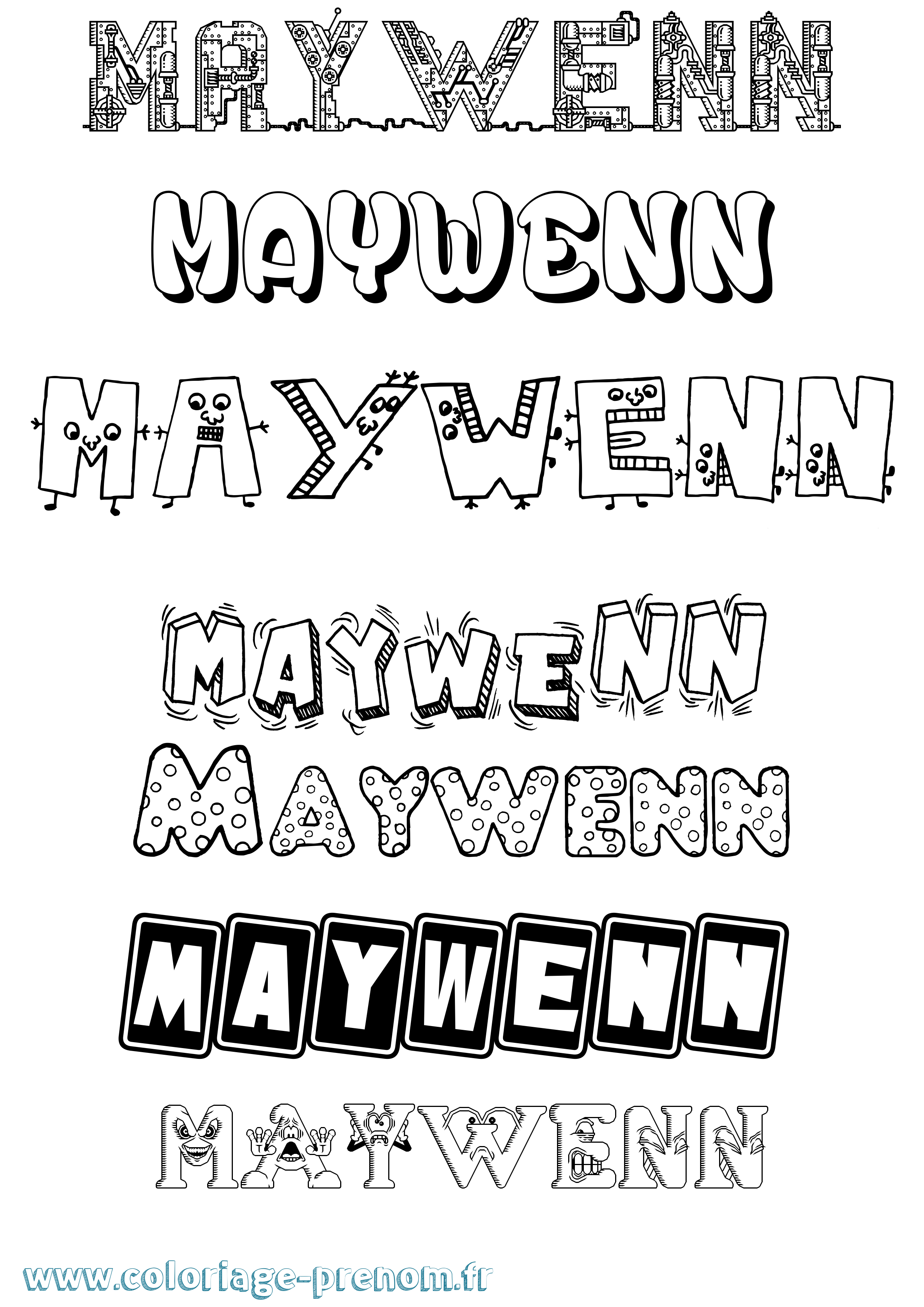 Coloriage Maywenn Fun Coloriage prénom Maywenn Fun