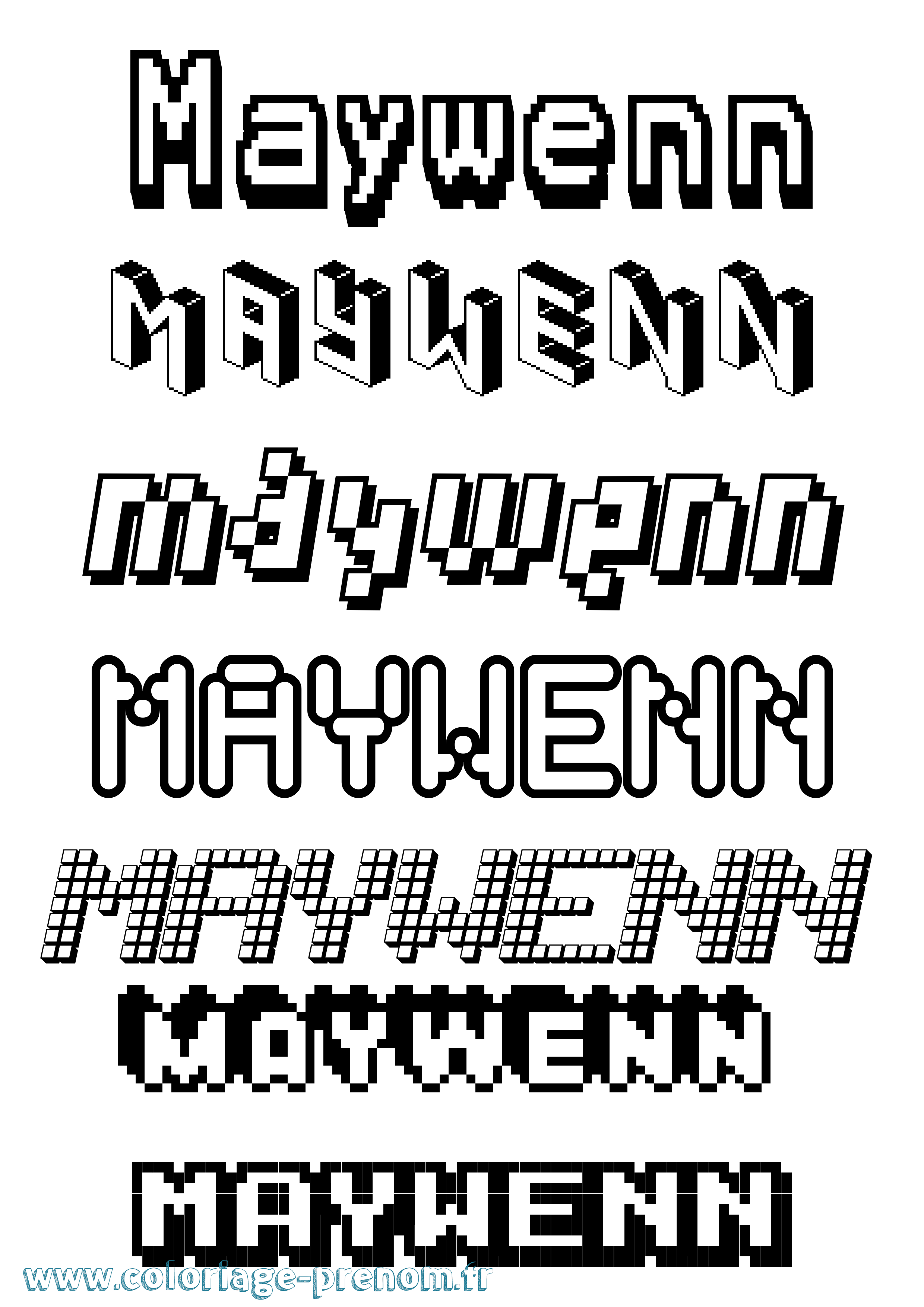 Coloriage prénom Maywenn Pixel