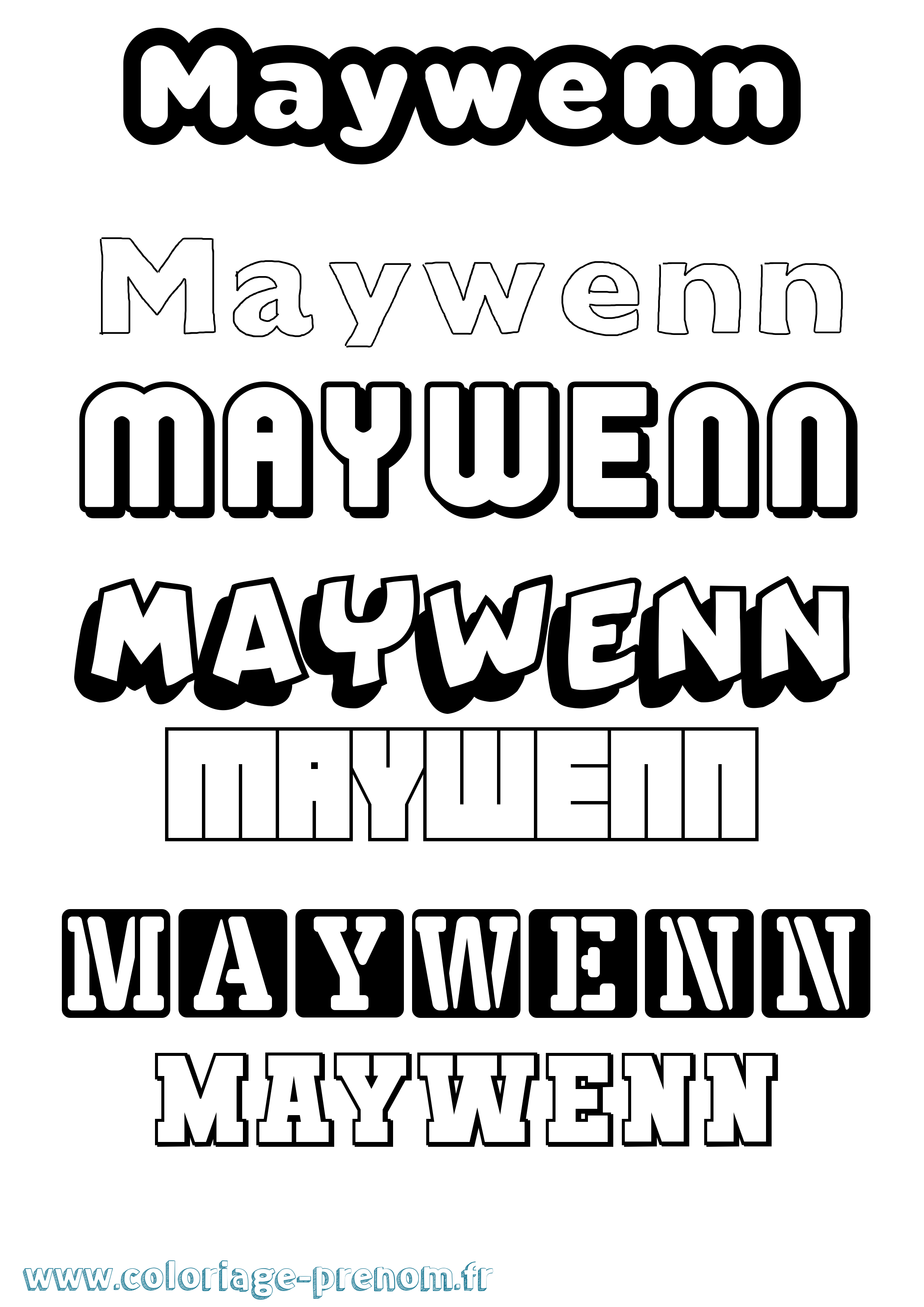 Coloriage prénom Maywenn Simple