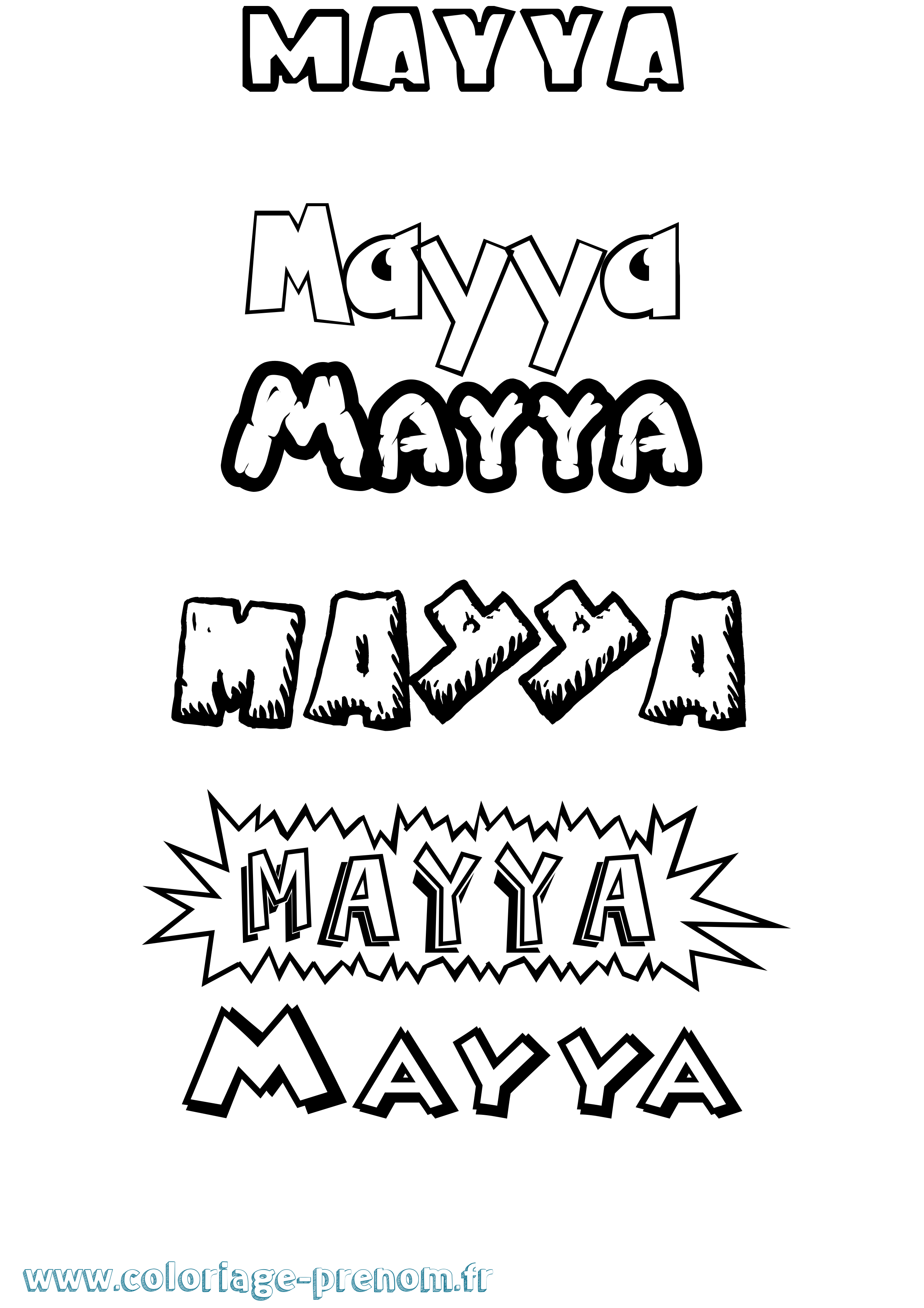 Coloriage prénom Mayya Dessin Animé
