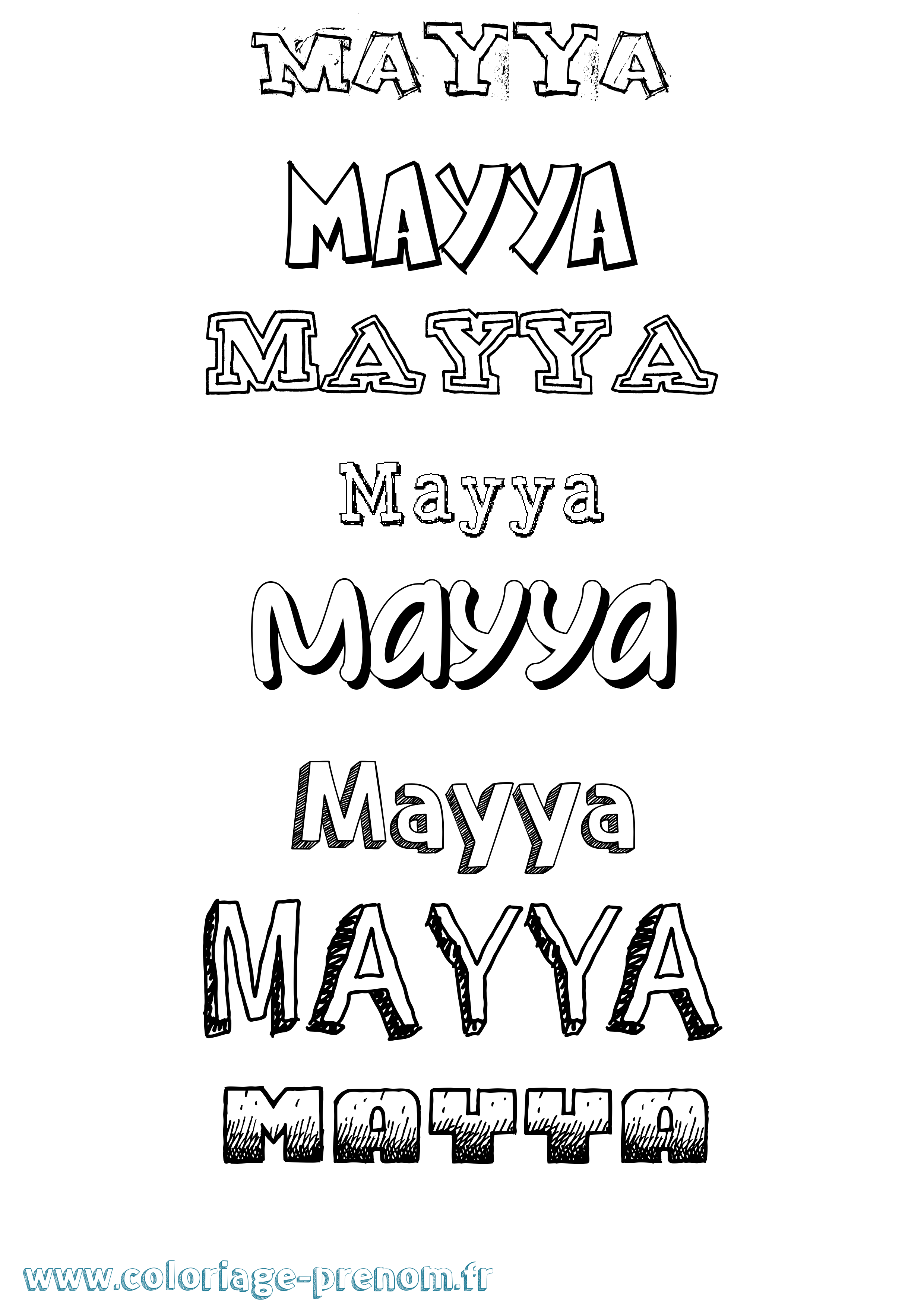 Coloriage prénom Mayya Dessiné
