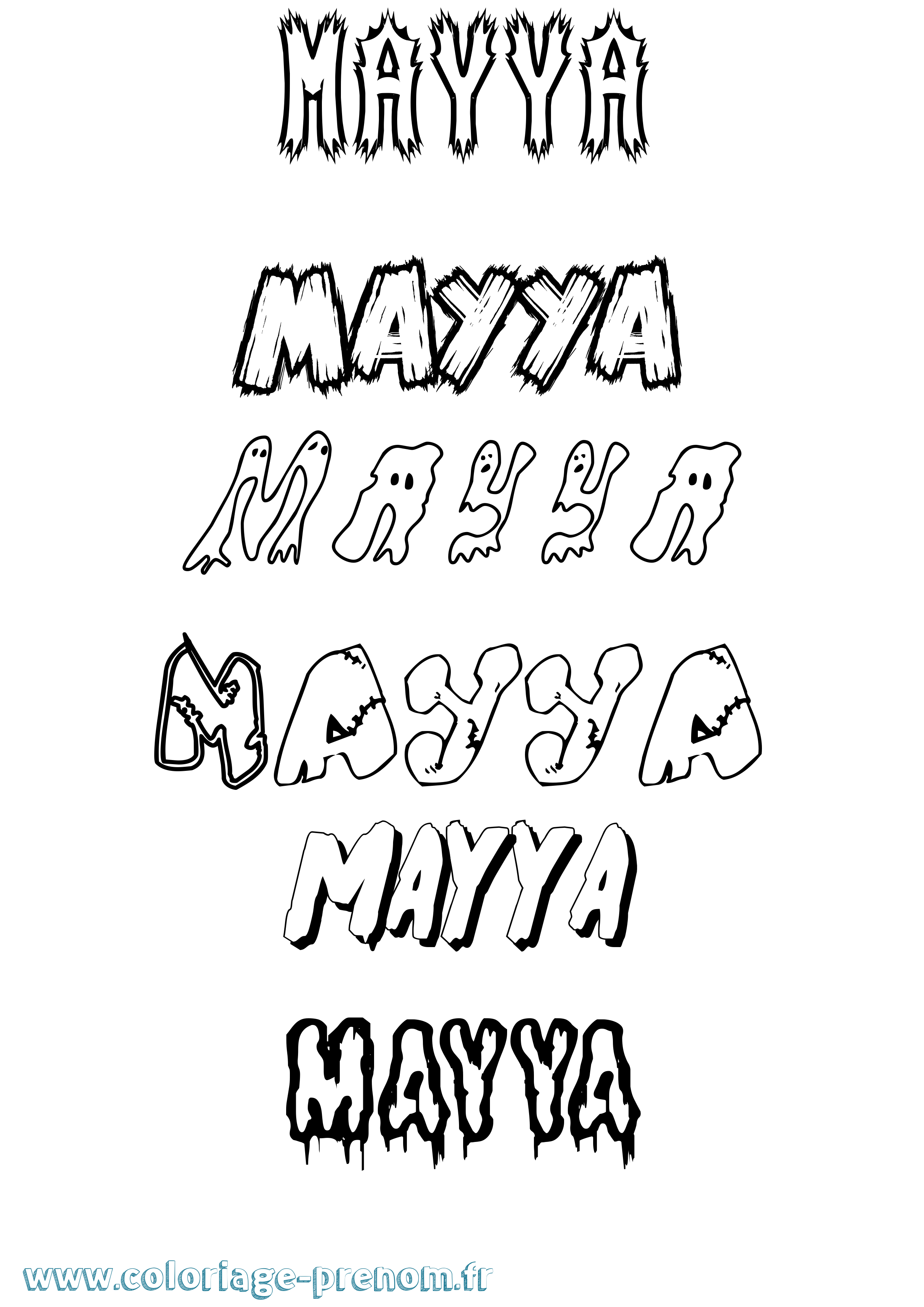 Coloriage prénom Mayya Frisson