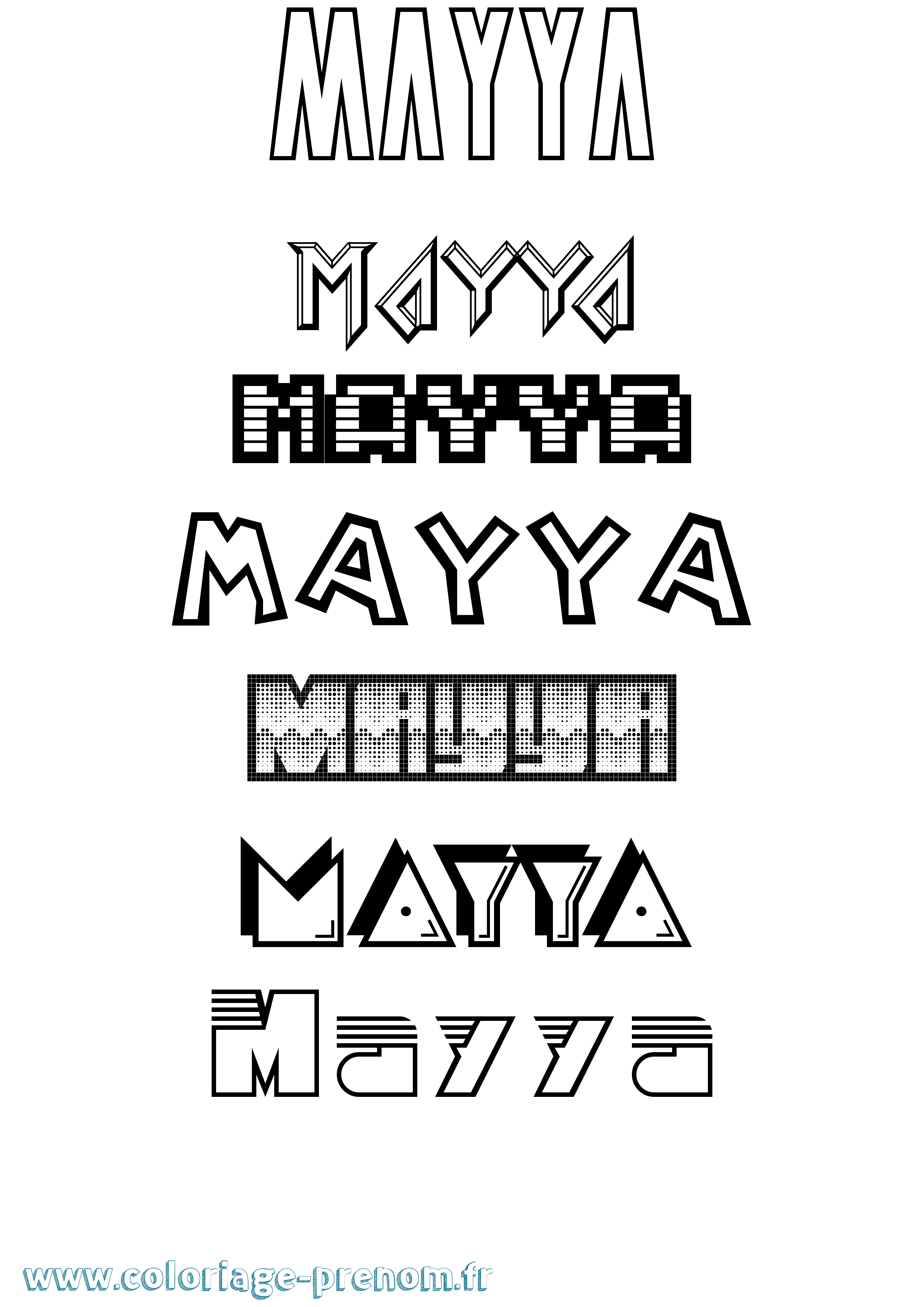 Coloriage prénom Mayya Jeux Vidéos
